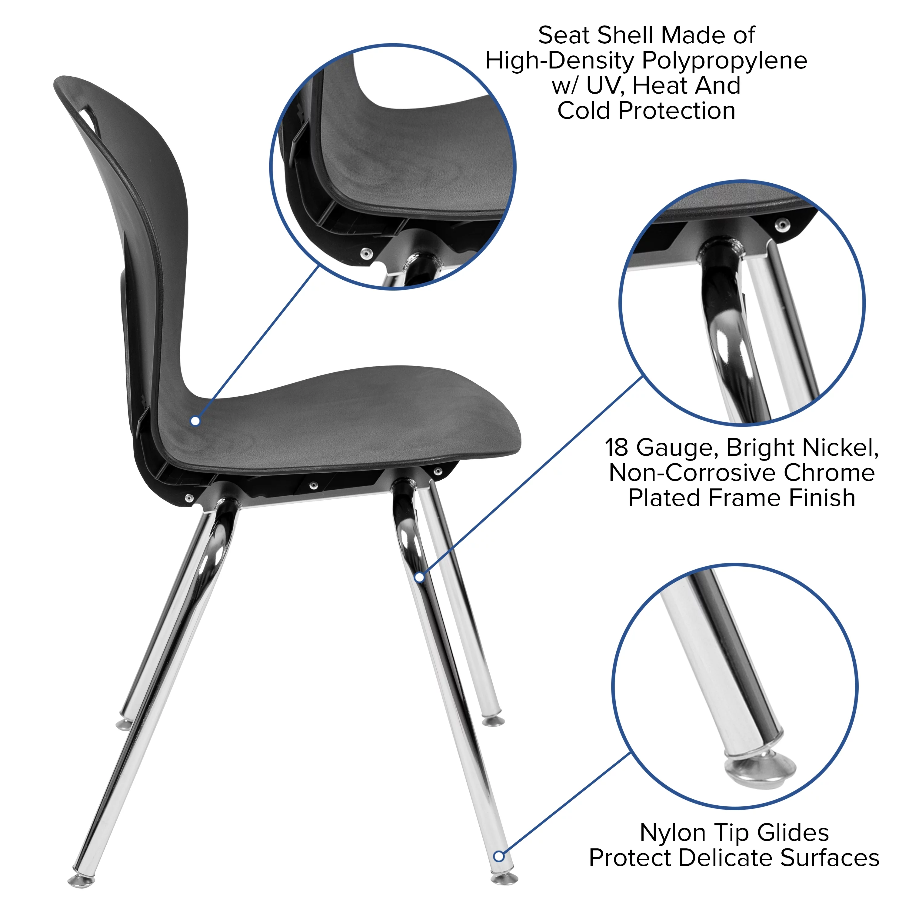 Emma + Oliver Titan Black Student Stack School Chair - 18-inch