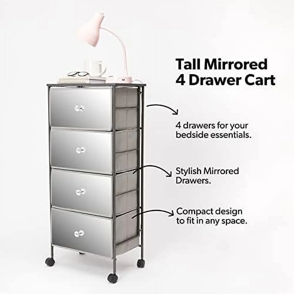 STVBCN Narrow 3-Drawer Cart on Wheels | Rolling Table with Wheels |  Drawers | Organizer | Nightstand | Dresser for Closet | White |  for Small Spaces | Bedroom & Dorm Room Essential