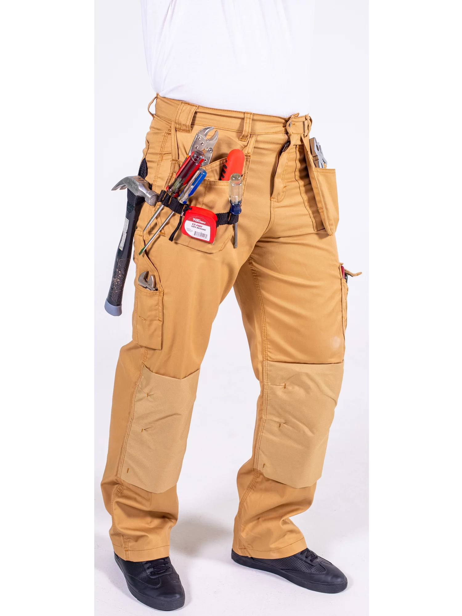 Skylinewears Men cargo pants Workwear Trousers Utility Work Pants with Cordura Knee Reinforcement Khaki W30-L30