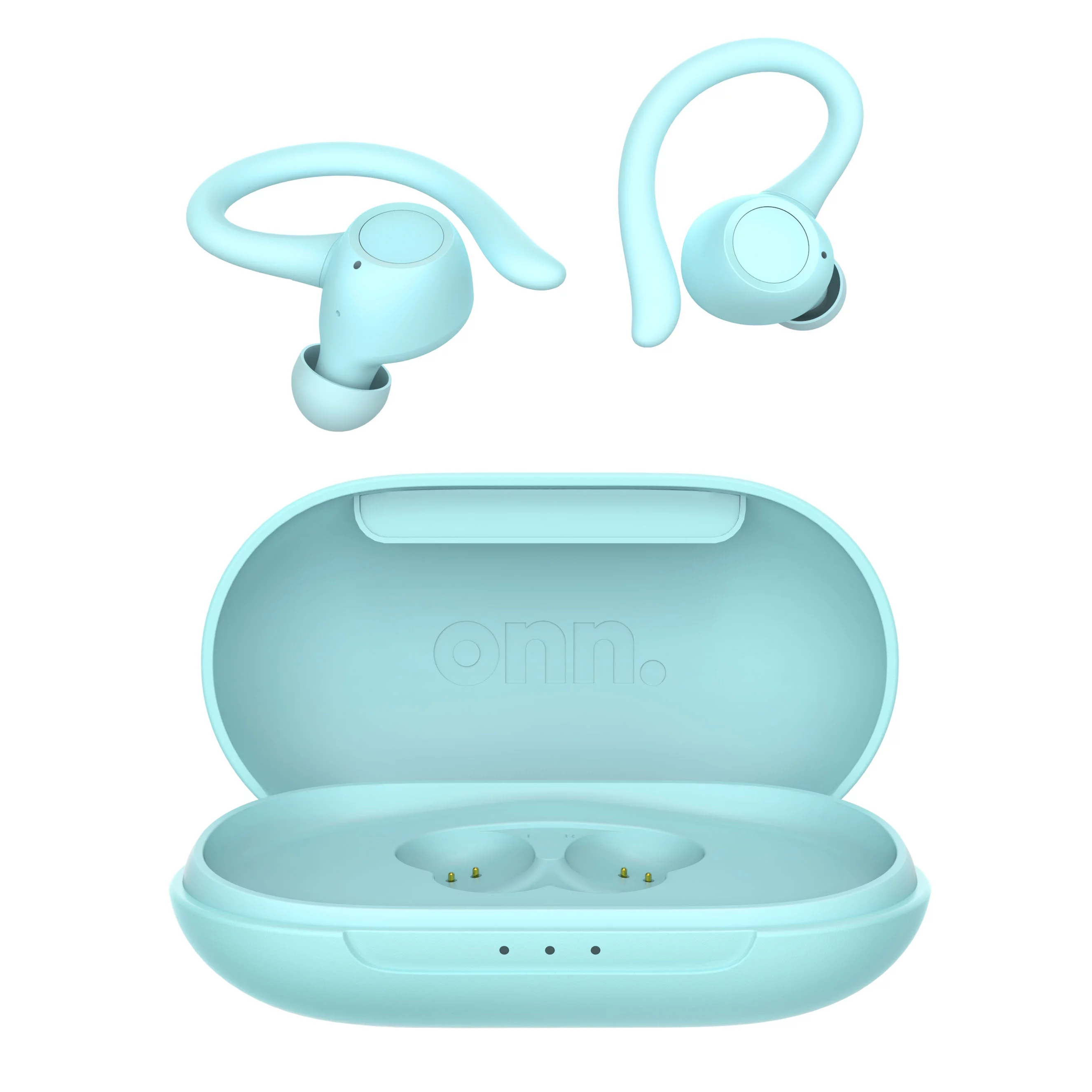 onn. Bluetooth True Wireless Earbuds with Earhook for Sport, Aqua