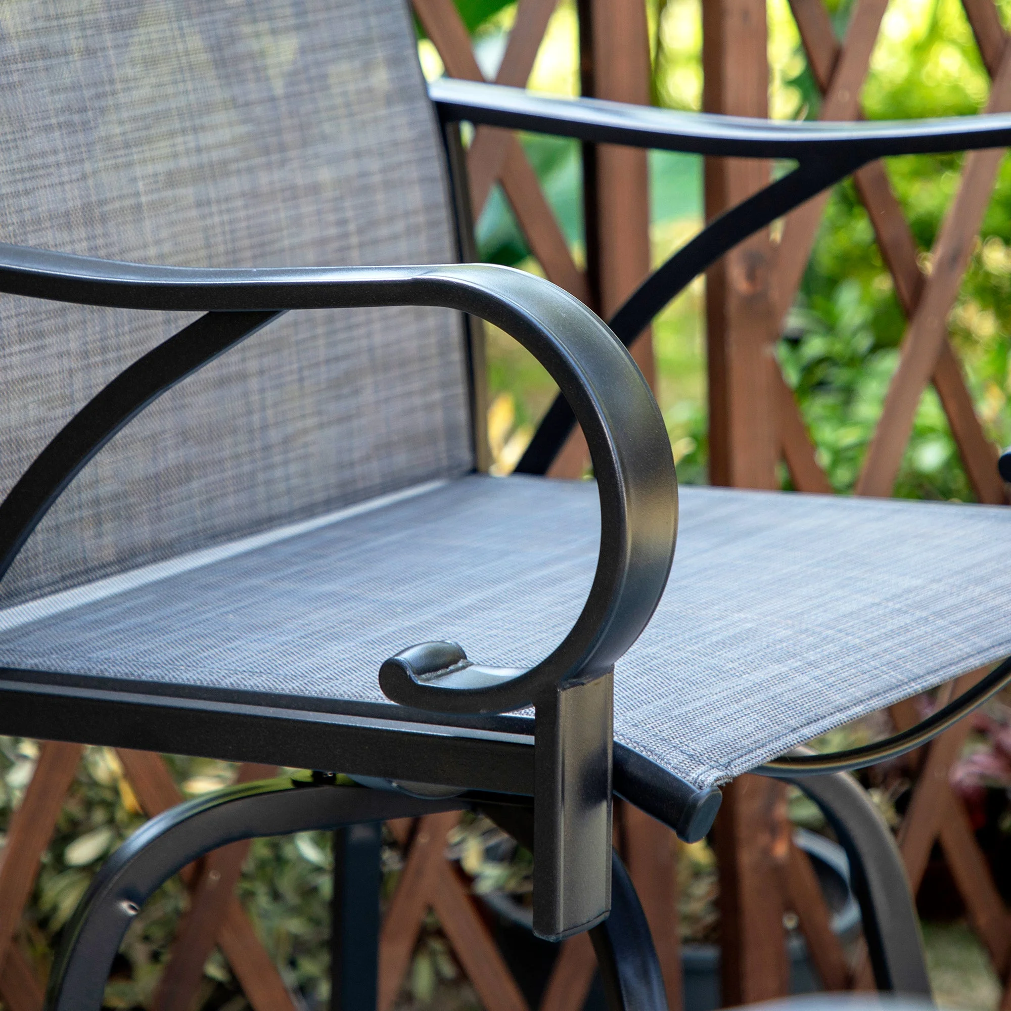 MF Stuido Outdoor Metal Swivel Bar Stools Set of 2,Patio Bar Counter Height Bistro Chairs,Black&Grey