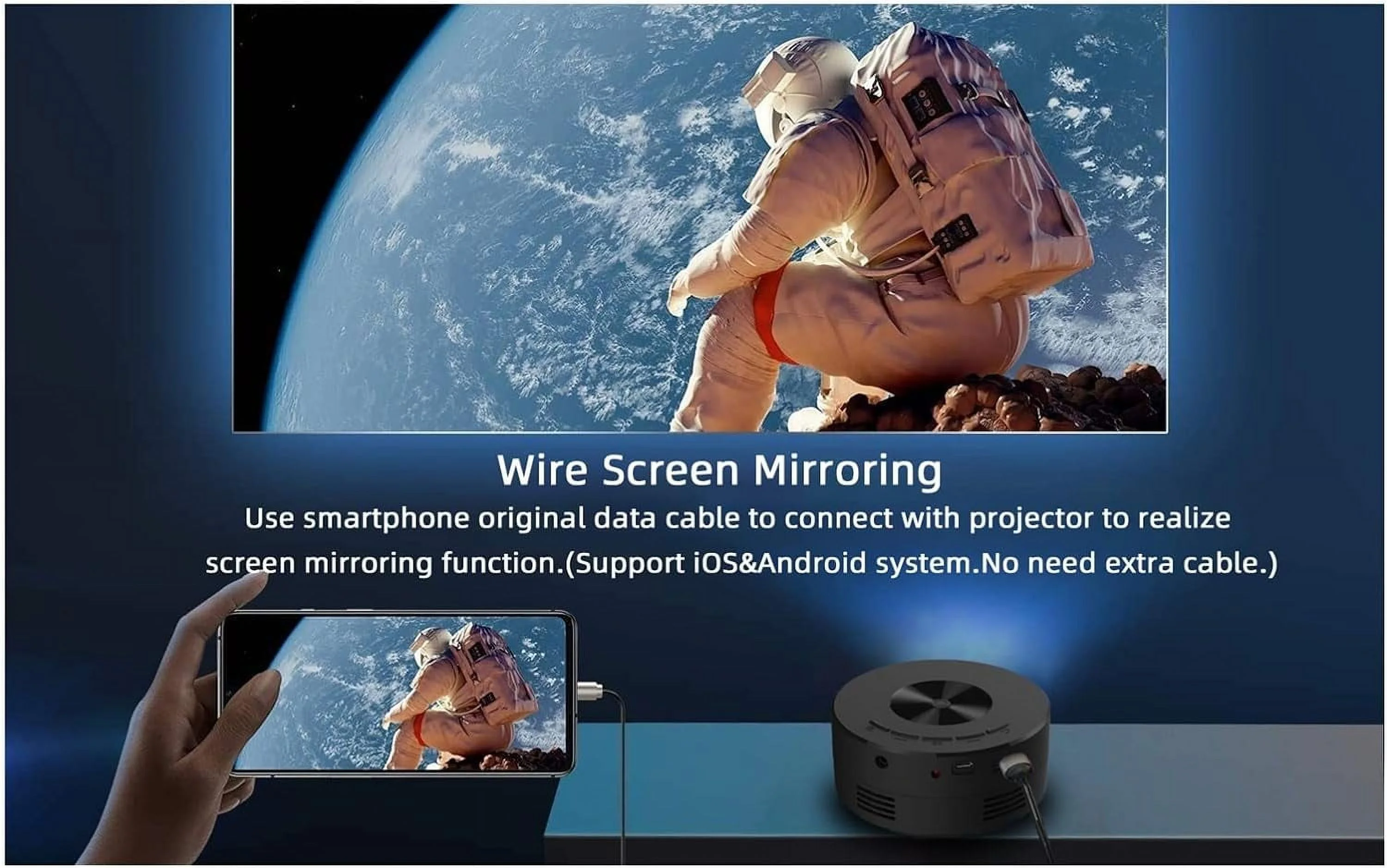 YT200 Mini LED Projector, Portable Small Home Projector for Children, Multifunction TFT LCD Screen, Same Screen Function, Built in Speaker, Support Mobile Power Supply