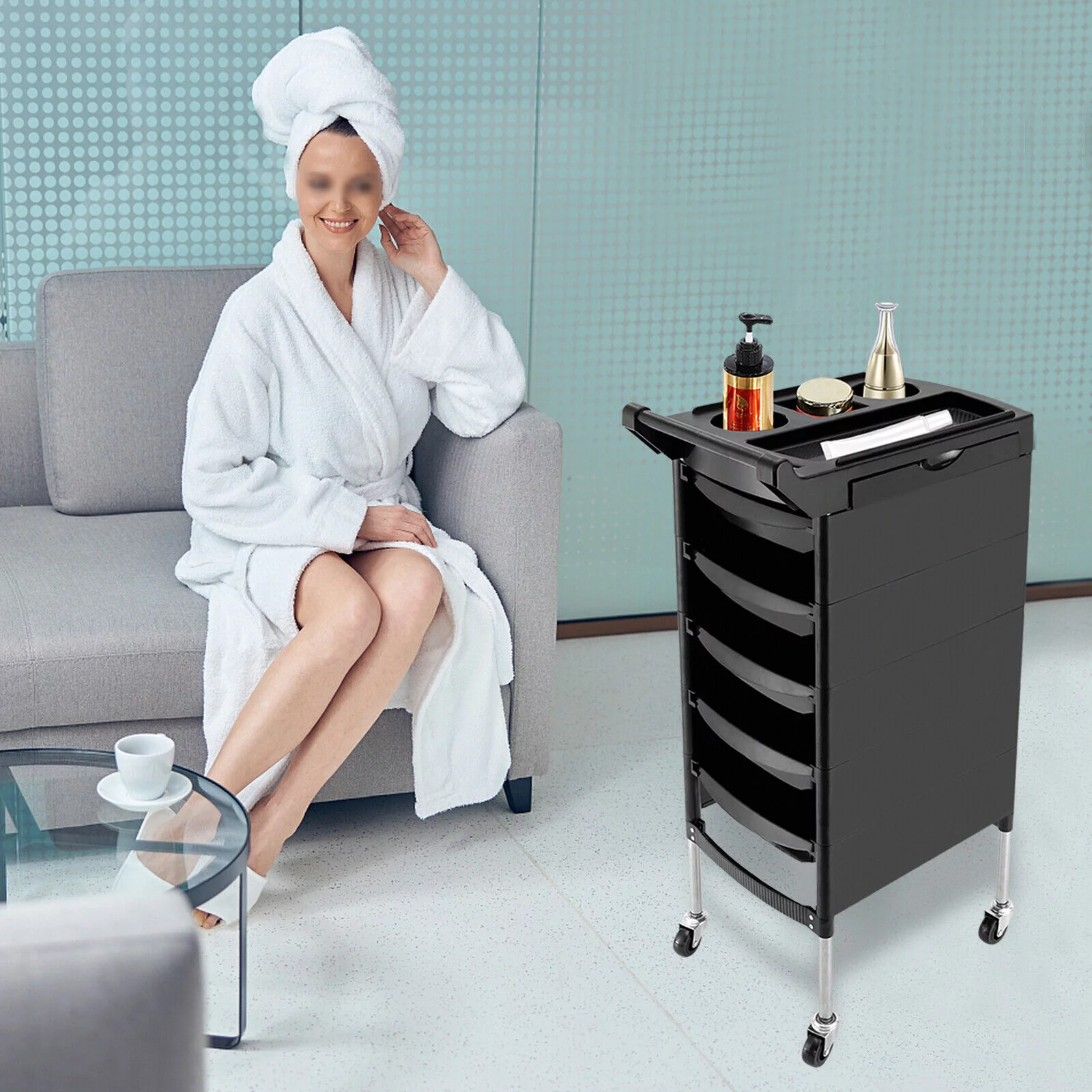 6 Layers Storage Cart Hair Beauty Salon Spa Station Trolley Rolling Barber Cart New