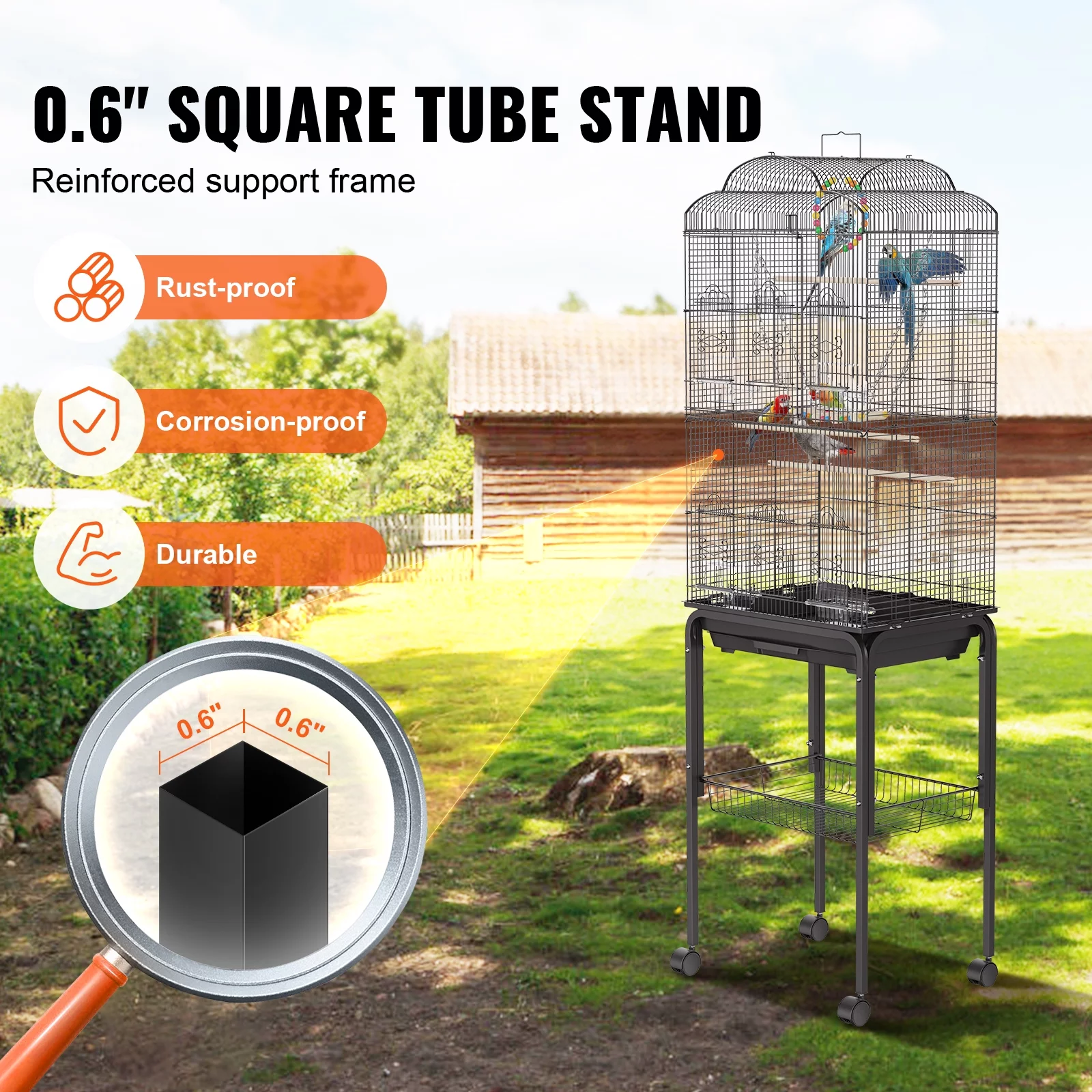 SKYSHALO 18 x 14 x 62.4 inch Flight Bird Cage Metal Large Parakeet Cages for Cockatiels Parrot