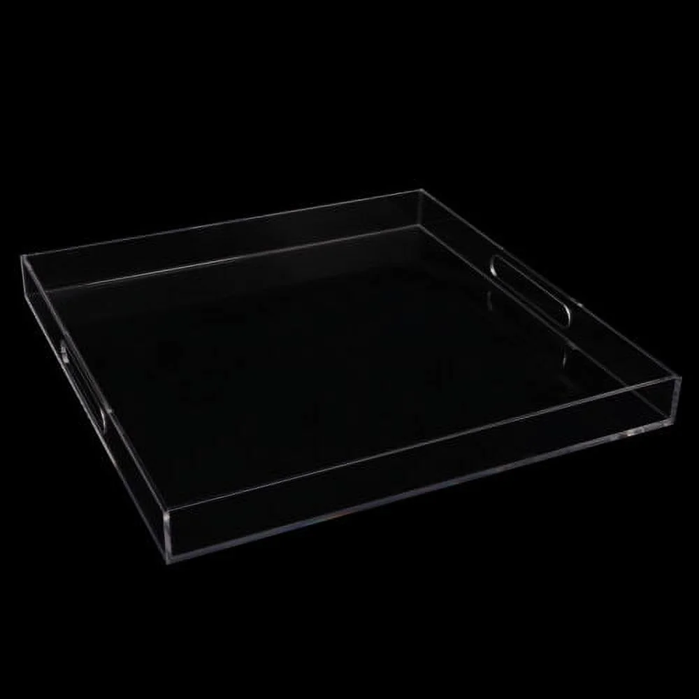 Clear Extra Large Square Acrylic Serving Tray w/ Handles Oversize 18.9*18.9 Inch
