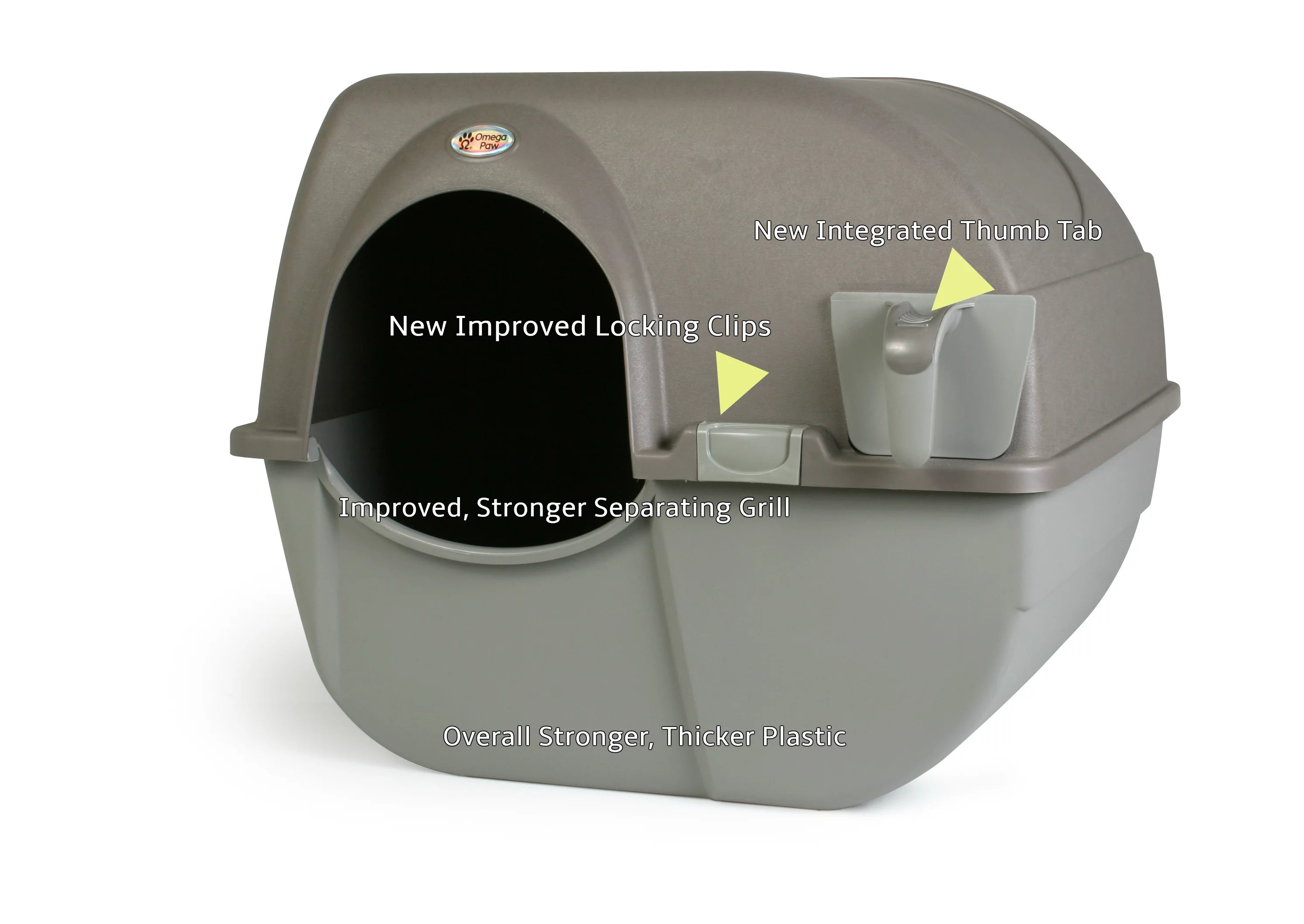 Omega Paw Roll’n Clean Self Cleaning Litter Box with Slide-Out Tray and Durable Construction (Regular, Brown)
