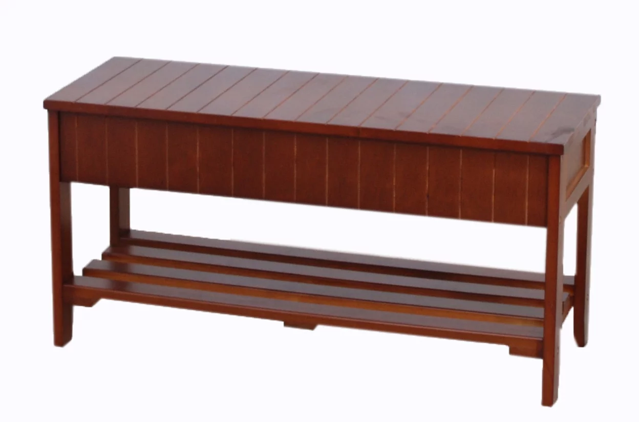 Roundhill Solid Wood Storage Shoe Bench, Multiple Colors