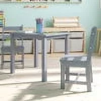 Emma + Oliver Kids 3 Piece Solid Hardwood Table and Chair Set for Playroom, Kitchen - Gray