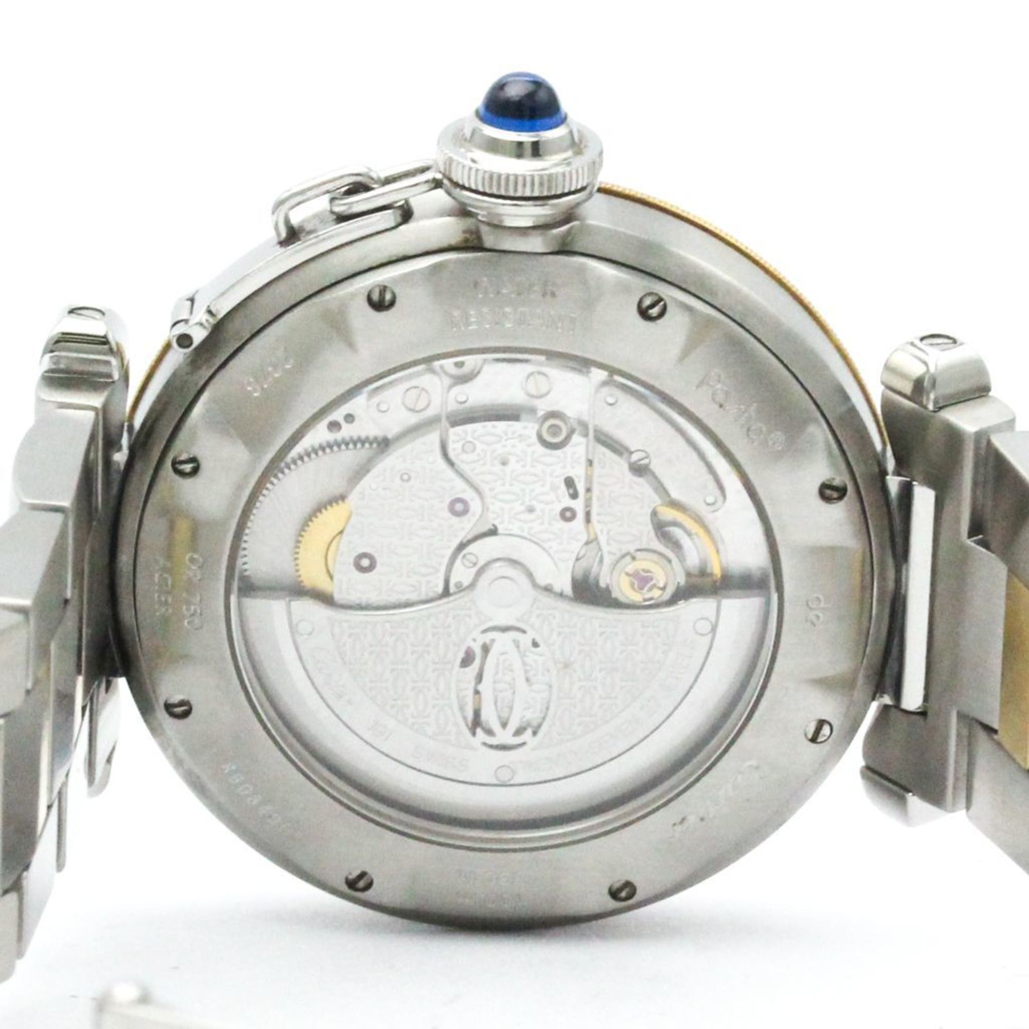 Pre-Owned Polished CARTIER Pasha 38 18K Gold Steel Automatic Mens Watch W31035T6 BF571264 (Good)