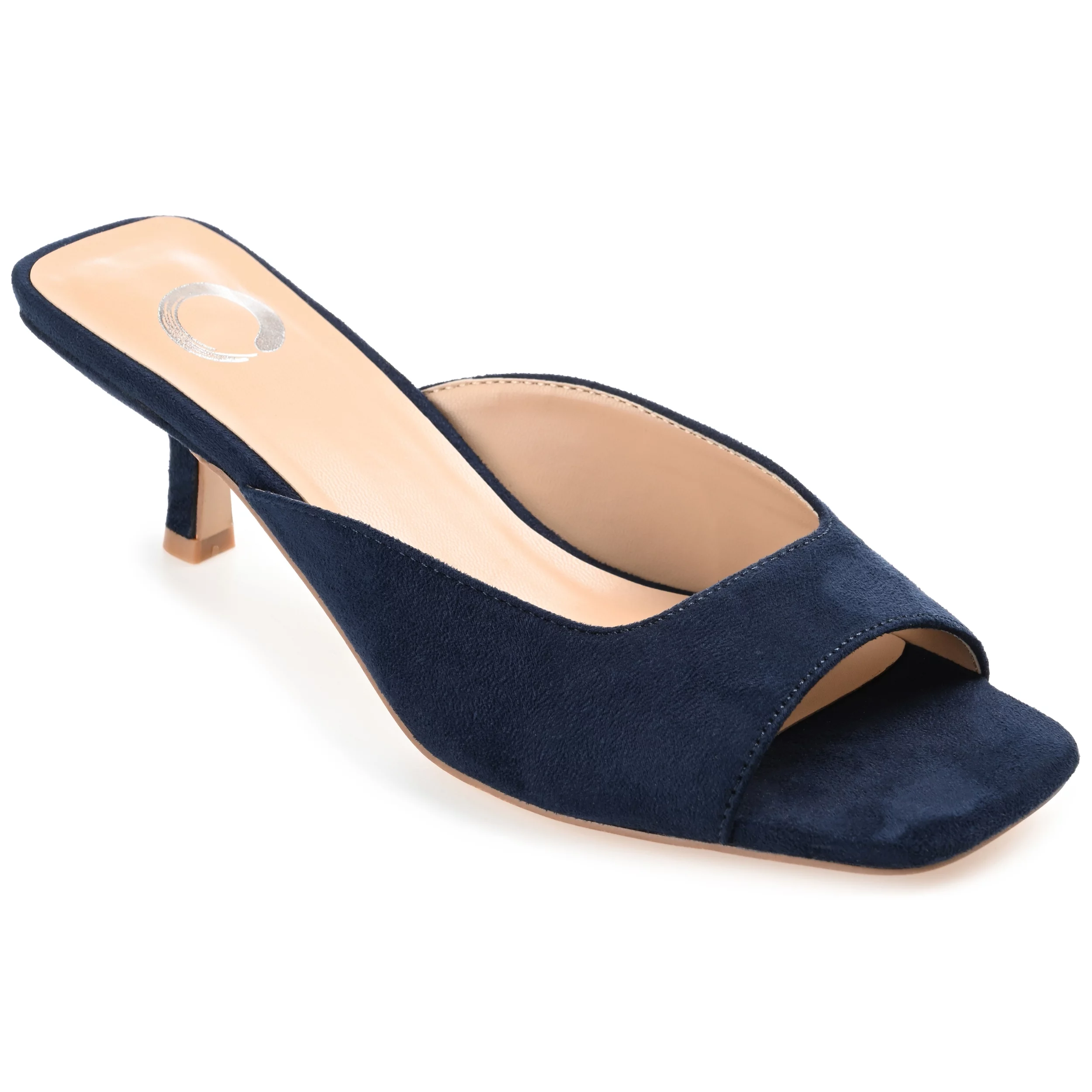 Journee Collection Womens Larna Wide Width Slip On Kitten Heel Open Toe Pumps