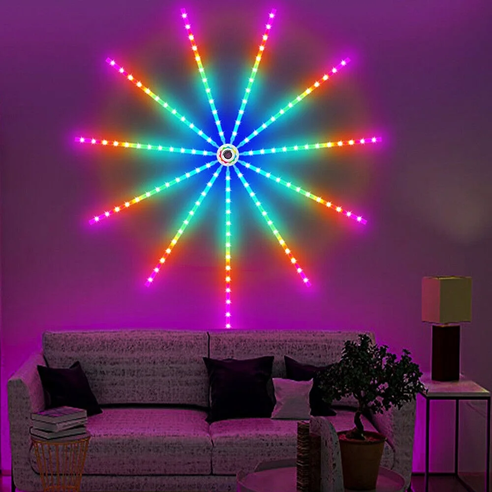 WiFi Smart LED Firework Strip Lights RGBIC Dream Colour Remote Music Speaker