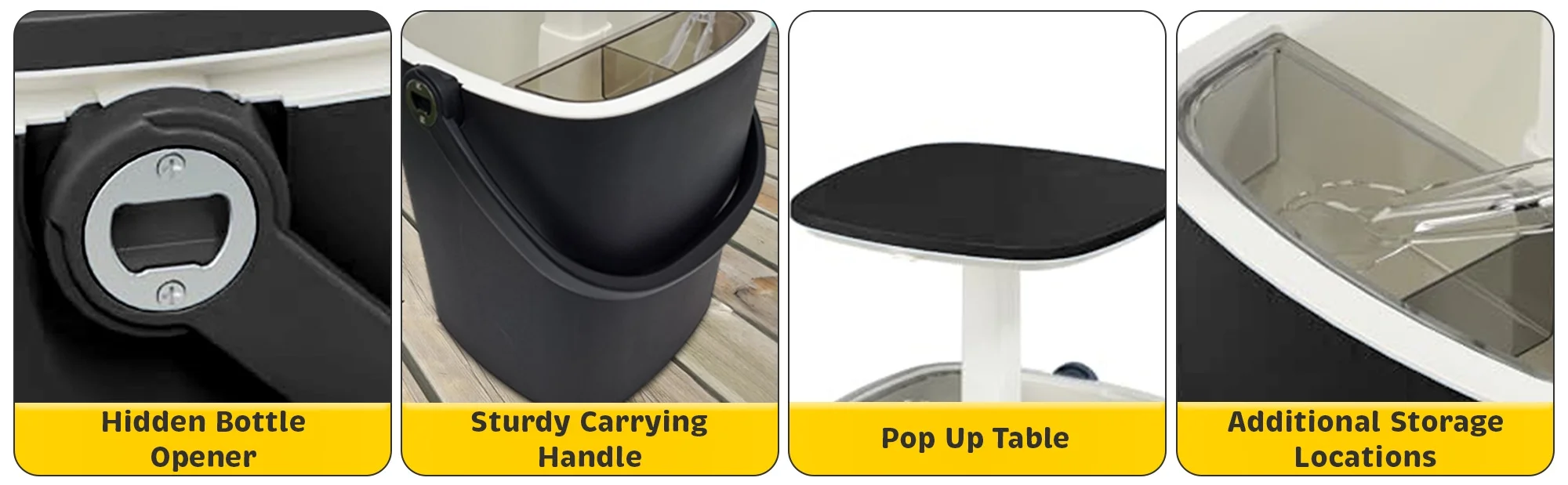 Magicshe Portable Cool Bar Table 15L Ice Bucket Lift Top Lid Beer Wine Cooler Outdoor Patio Furniture Beach Picnic Party（black）