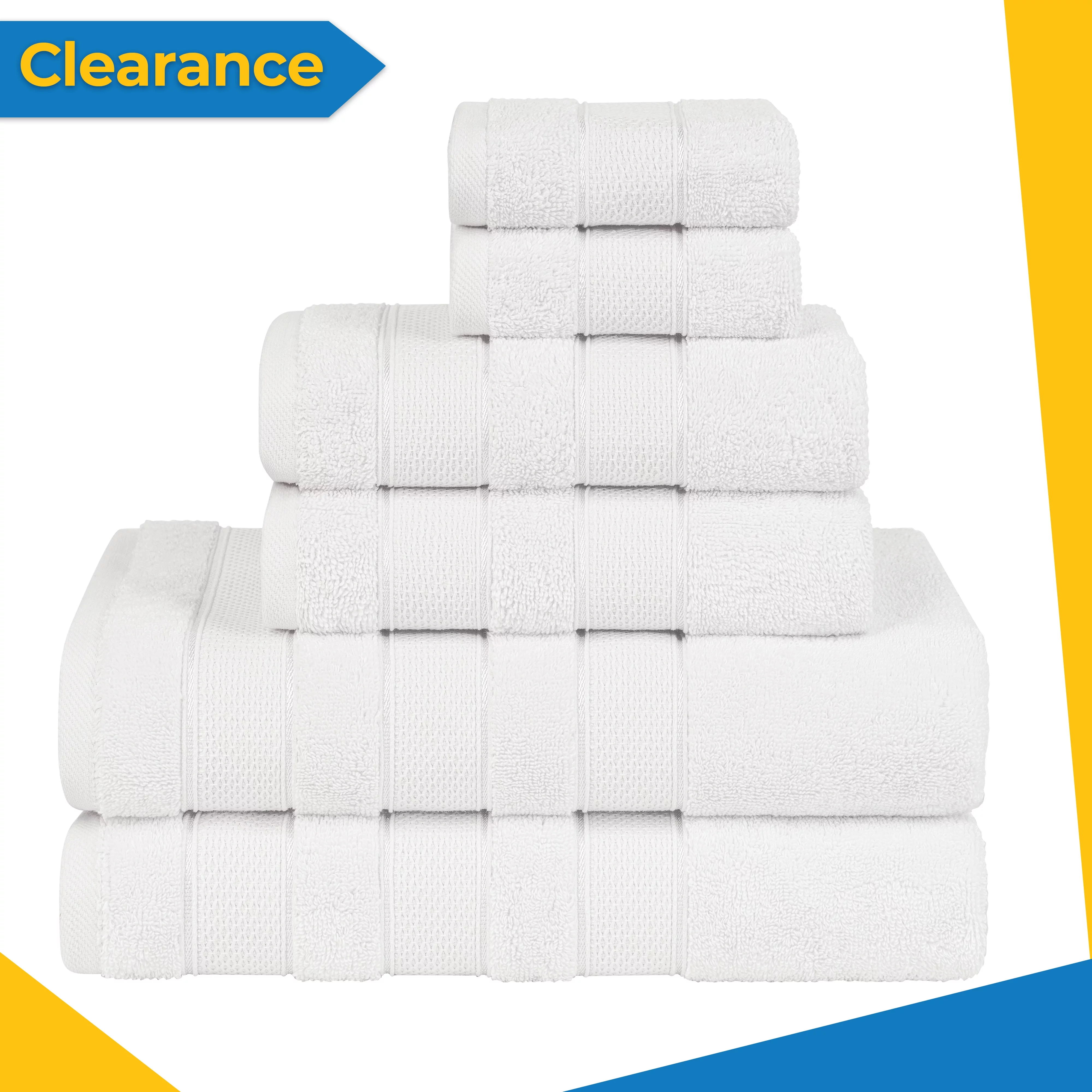 American Soft Linen Salem 6 Piece Bath Towel Set, 100% Combed Cotton, White