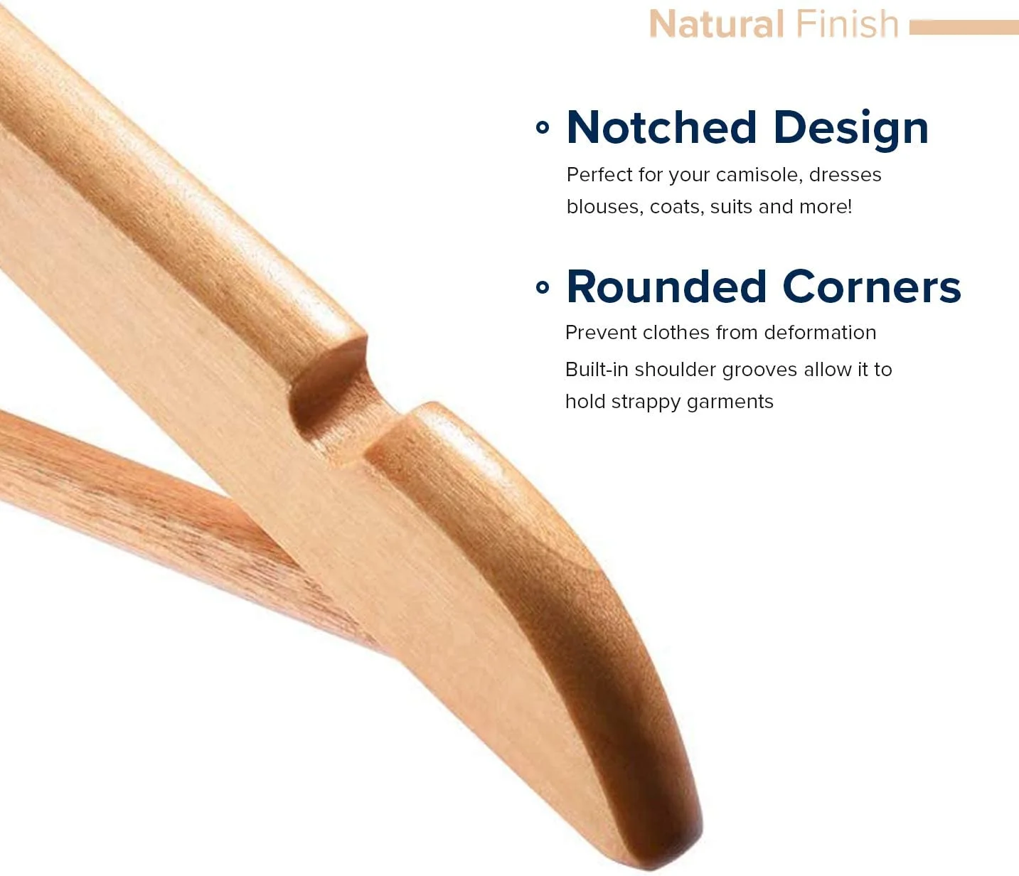 Wooden Hangers 20 Pack - Durable Non Slip Coat Hangers Heavy Duty- Natural Solid Wood Hangers - Clothes Hangers with Chrome Swivel Hooks - Great for Jacket, Dress, Suit Hangers, Home-It