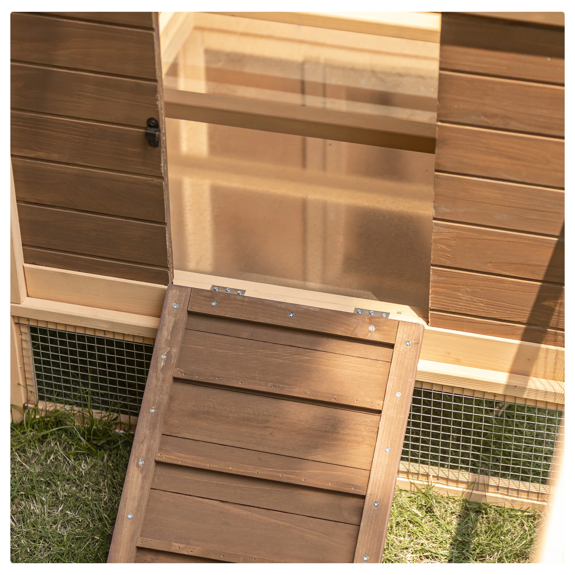 81”L Movable Chicken Coop with Wheels for 4-6 Chickens, Outdoor Chicken Coop with Run and Nesting Box Wooden Duck House Poultry Cage Chicken Hutch with Ramps for Hens Ducks and Rabbits