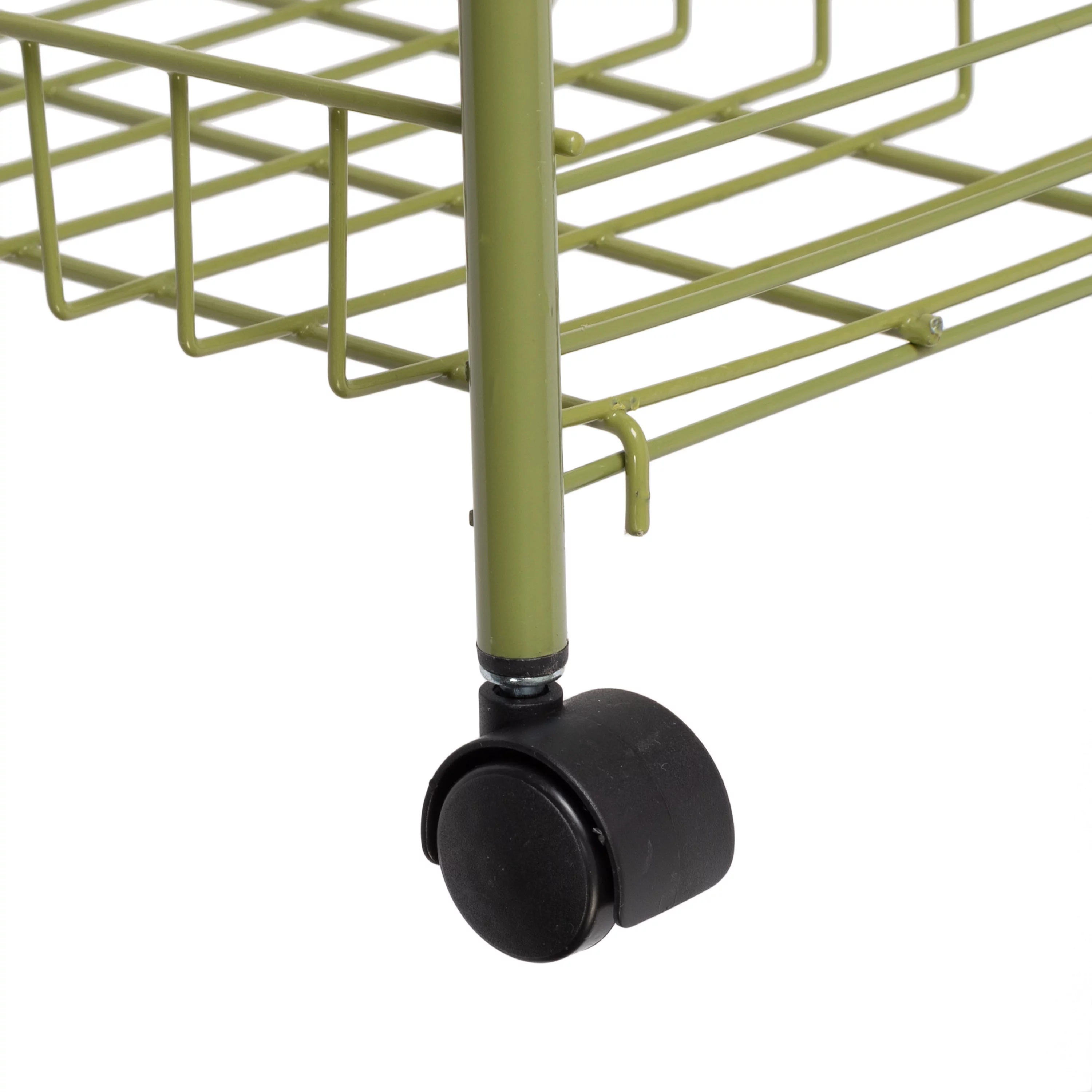Honey-Can-Do 3-Tier Slim Metal Rolling Kitchen Storage Cart, Olive