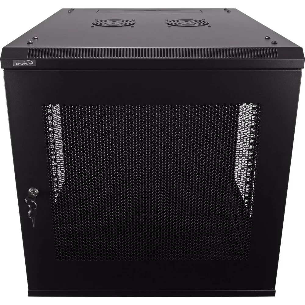 NavePoint 12U Server Rack Enclosure - 23.6” Deep, 12U Wall Mount Network Cabinet with Locking Perforated Door, 19” IT Equipment Compatible, 12U Network Rack, Removable Side Panels, Black