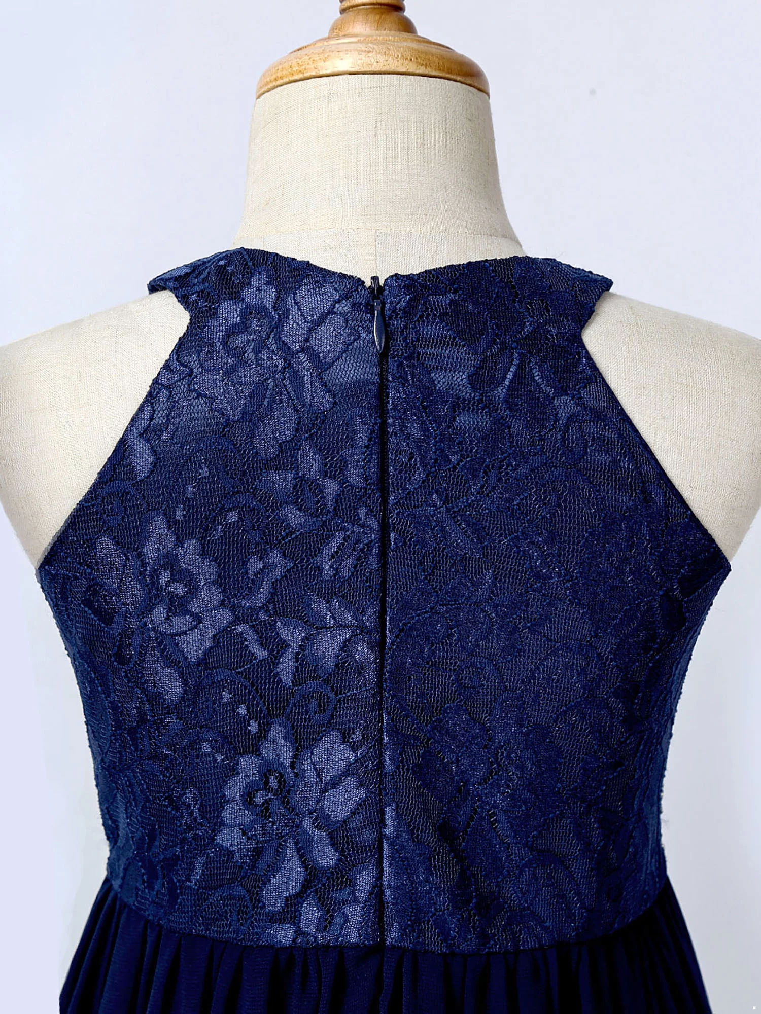 iiniim Kids Lace Floral Flower Girls Dress Sequins Halter Chiffon Dress Long Maxi Junior Bridesmaid Gown A Navy Blue 12