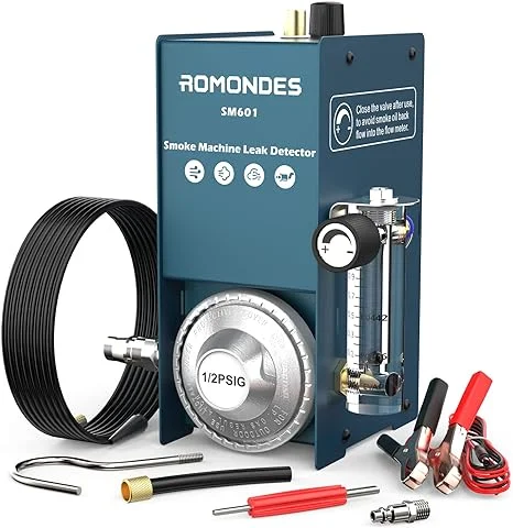 Romondes SM601 Automotive Smoke Machine Car Smoke Leak Detector Pipe Leak Detection Tool with Flow Indication & Flow Control EVAP Test Leakage Locator