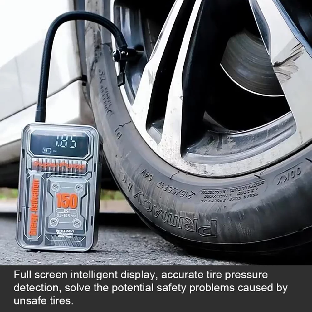 Nebublu 3in1 Car Air Pump Portable Electric Auto Tyre Inflator , Digital Display, LED Light Illumination, Powerbank , Versatile for Car and Inflatable Toy Ball