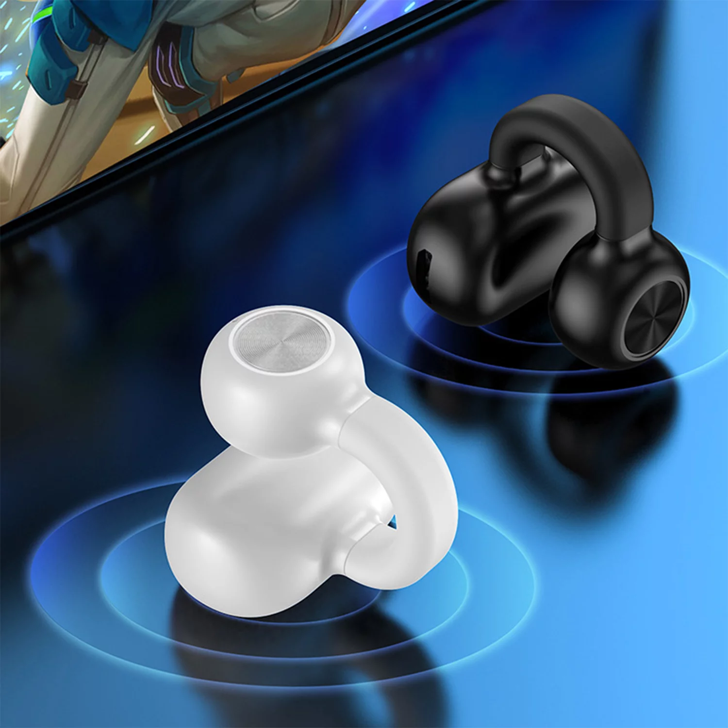 Dpisuuk Wireless Bluetooth Headphone, Wireless Earclip Earphones, Single Open Ear Clip Headphone Bluetooth Earbuds for Walking Sport Business (Single) (Black)