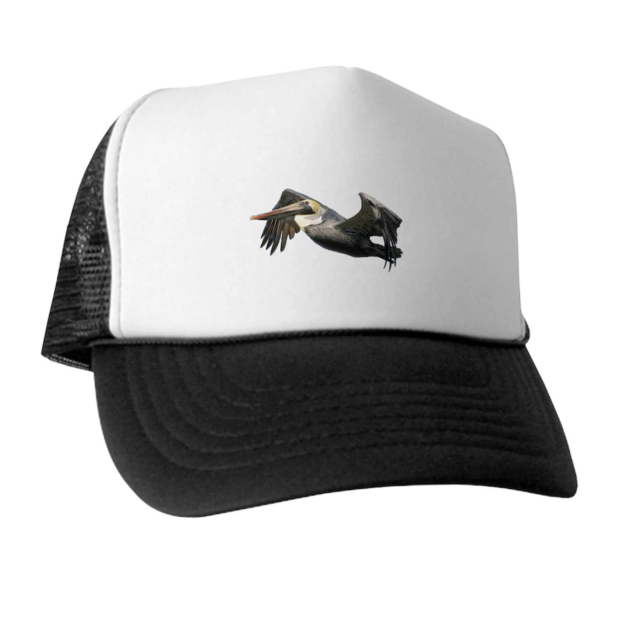 CafePress - Pelican Flying - Trucker Hat - Polyester Foam Front and Nylon Mesh Weave Back