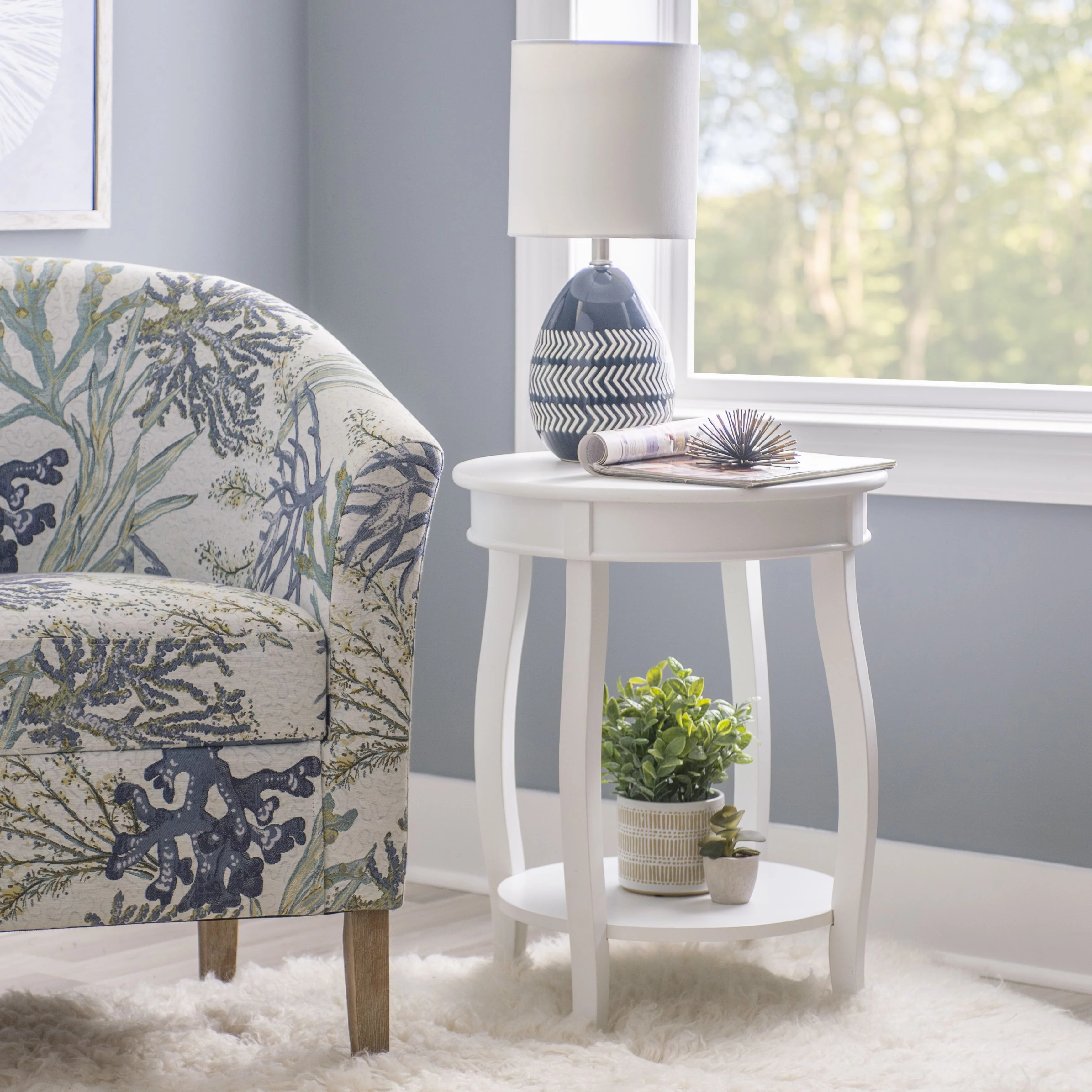 Powell Fiore Wood Side Table with Shelf, 24