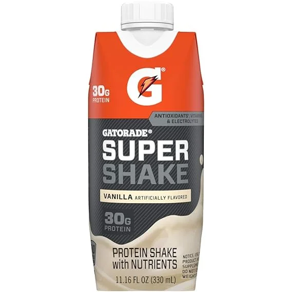 Gatorade Super Shake, Vanilla, 30g Protein, 11.16 Fl oz Carton, Pack of 4