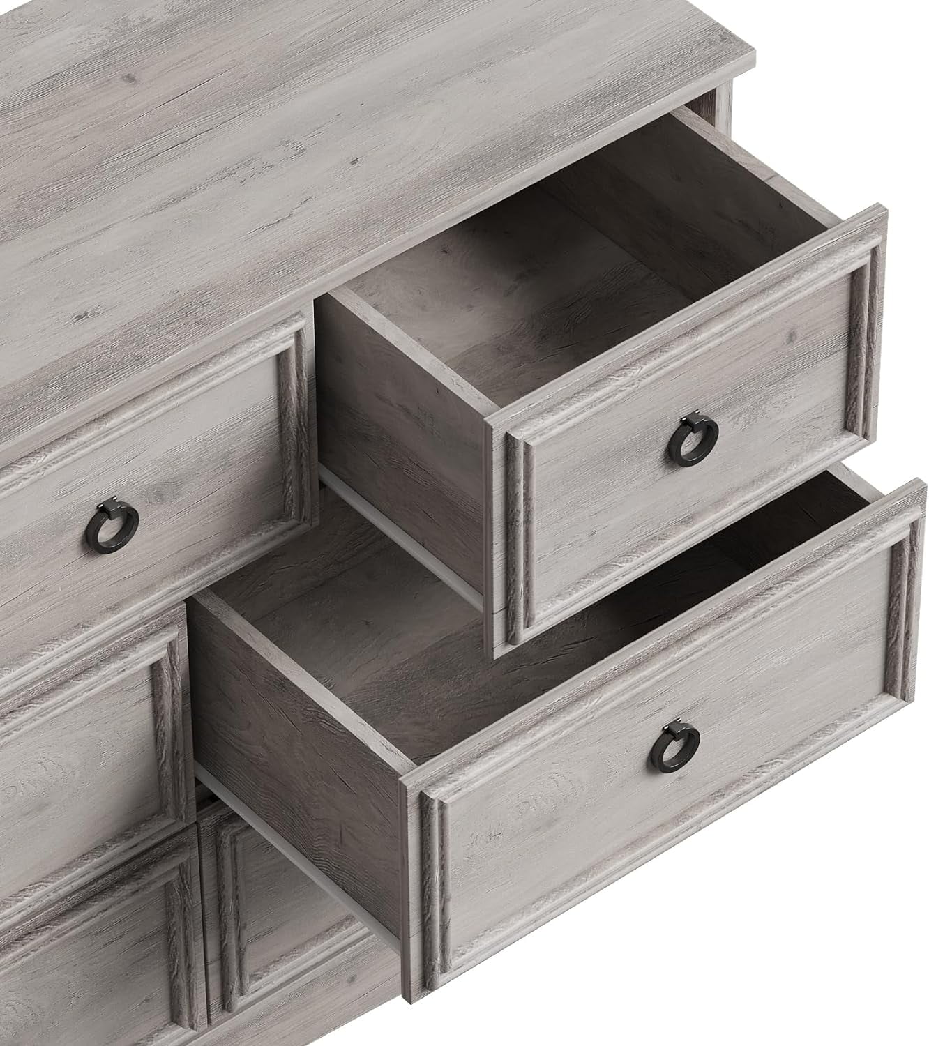 Modern 10 Drawer Dresser, Dressers for Bedroom, Chest of Drawers Closet Organizers and Storage Clothes - Easy Pulls Handle, Textured Borders Living Room, Hallway, Gray