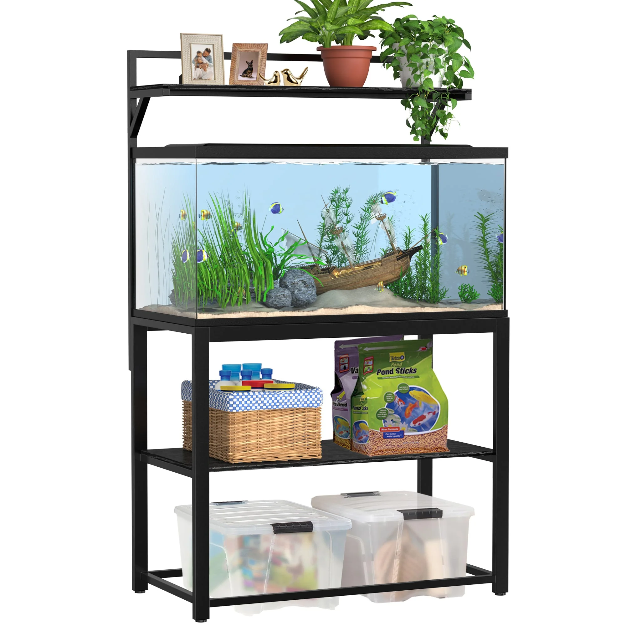GDLF 40-50 Gallon Fish Tank Stand with Plant Shelf Aquarium Stand with Storage Shelf