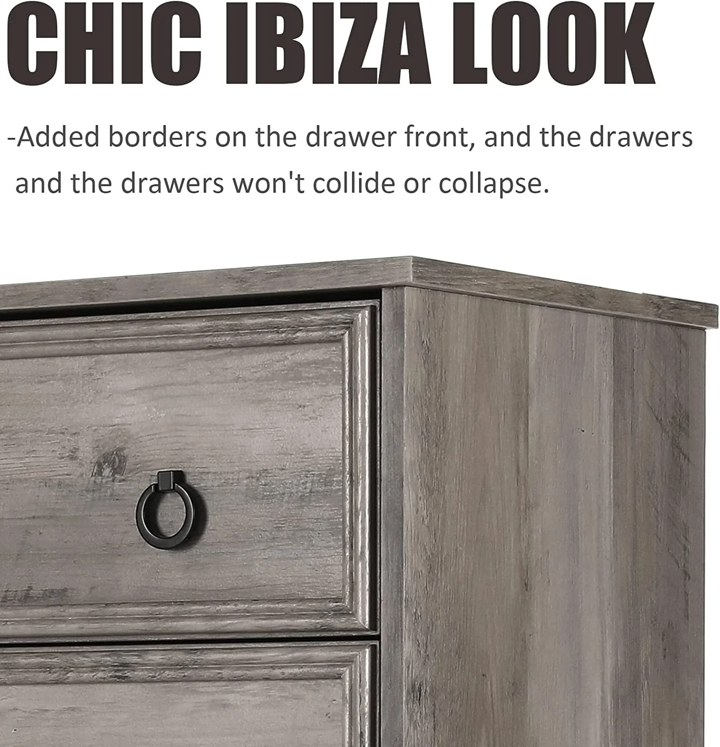 Modern 10 Drawer Dresser, Dressers for Bedroom, Chest of Drawers Closet Organizers and Storage Clothes - Easy Pulls Handle, Textured Borders Living Room, Hallway, Gray