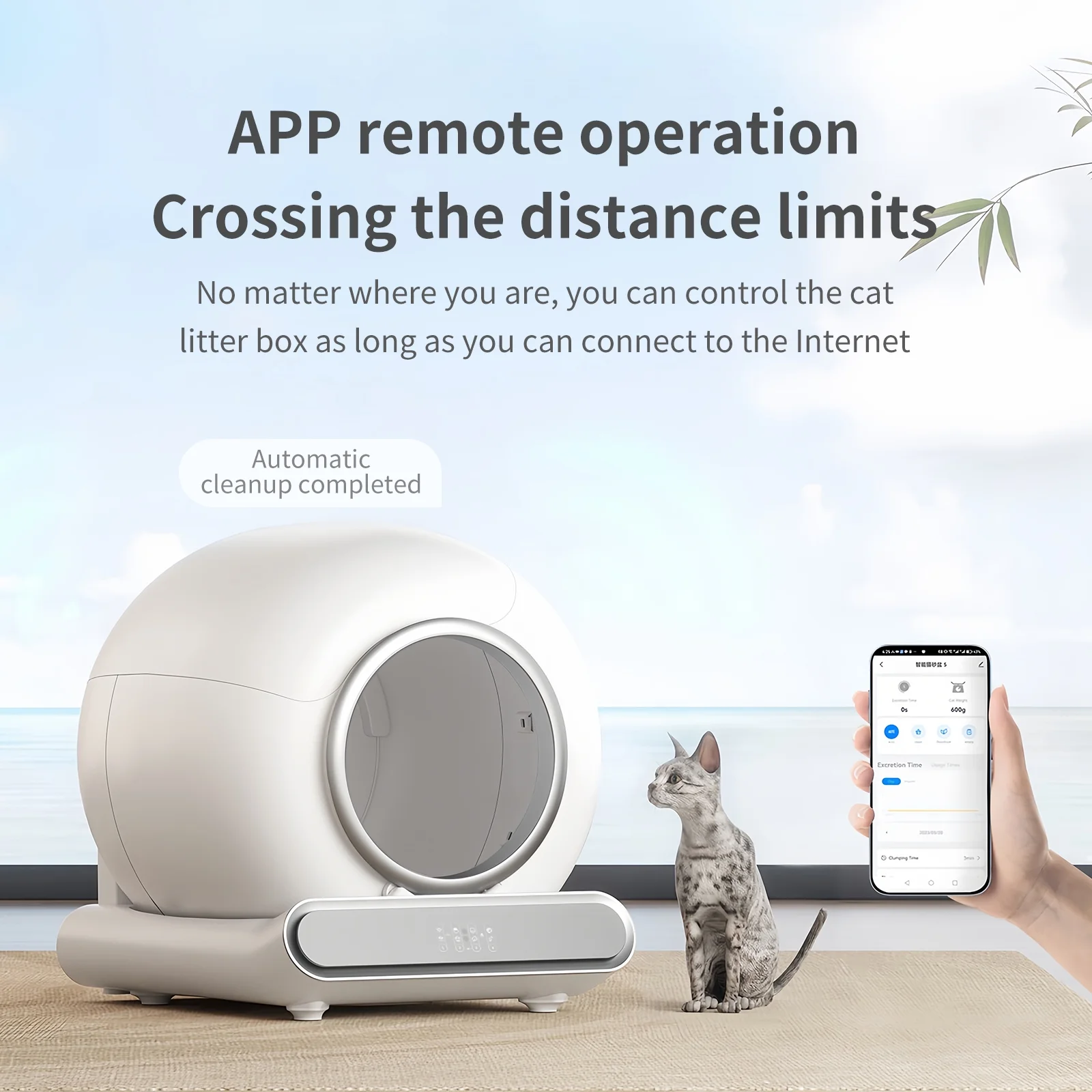 XCLOUD Smart Cat Litter Box, Self-Cleaning Cat litter Box, xSecure/Odor Removal/APP Control, 65L