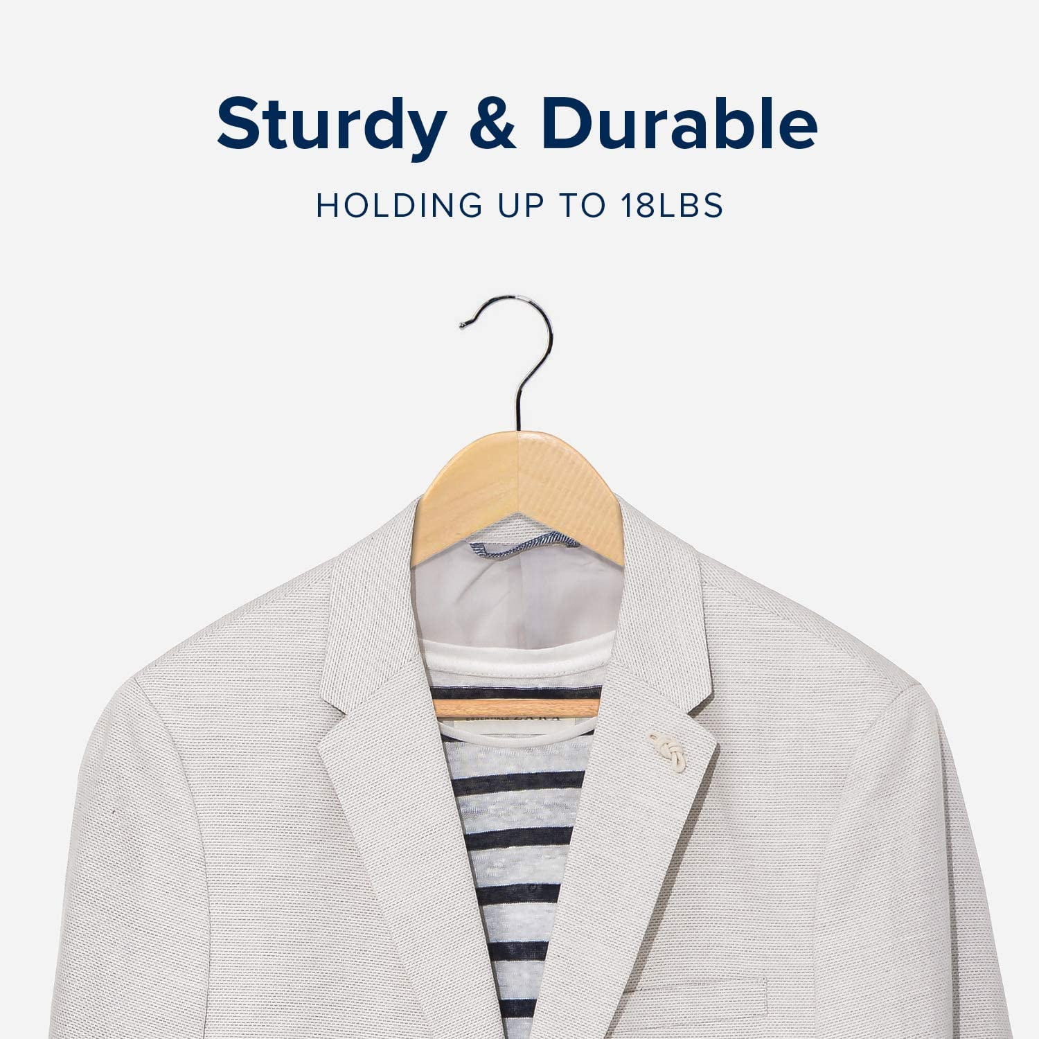 Wooden Hangers 20 Pack - Durable Non Slip Coat Hangers Heavy Duty- Natural Solid Wood Hangers - Clothes Hangers with Chrome Swivel Hooks - Great for Jacket, Dress, Suit Hangers, Home-It