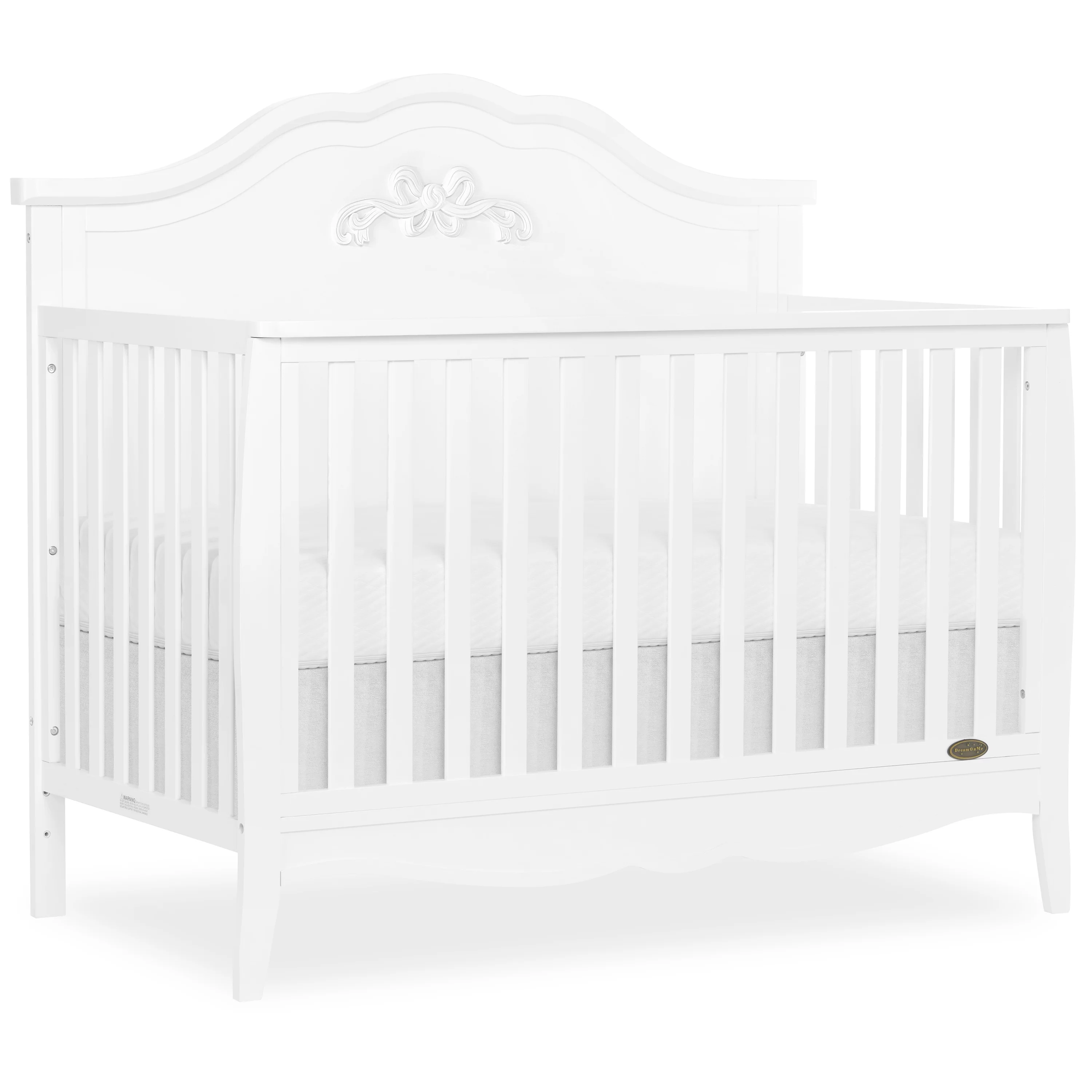 Dream On Me Jasmine 4-in-1 Convertible Crib, New Zealand Pinewood, Greenguard Gold, White