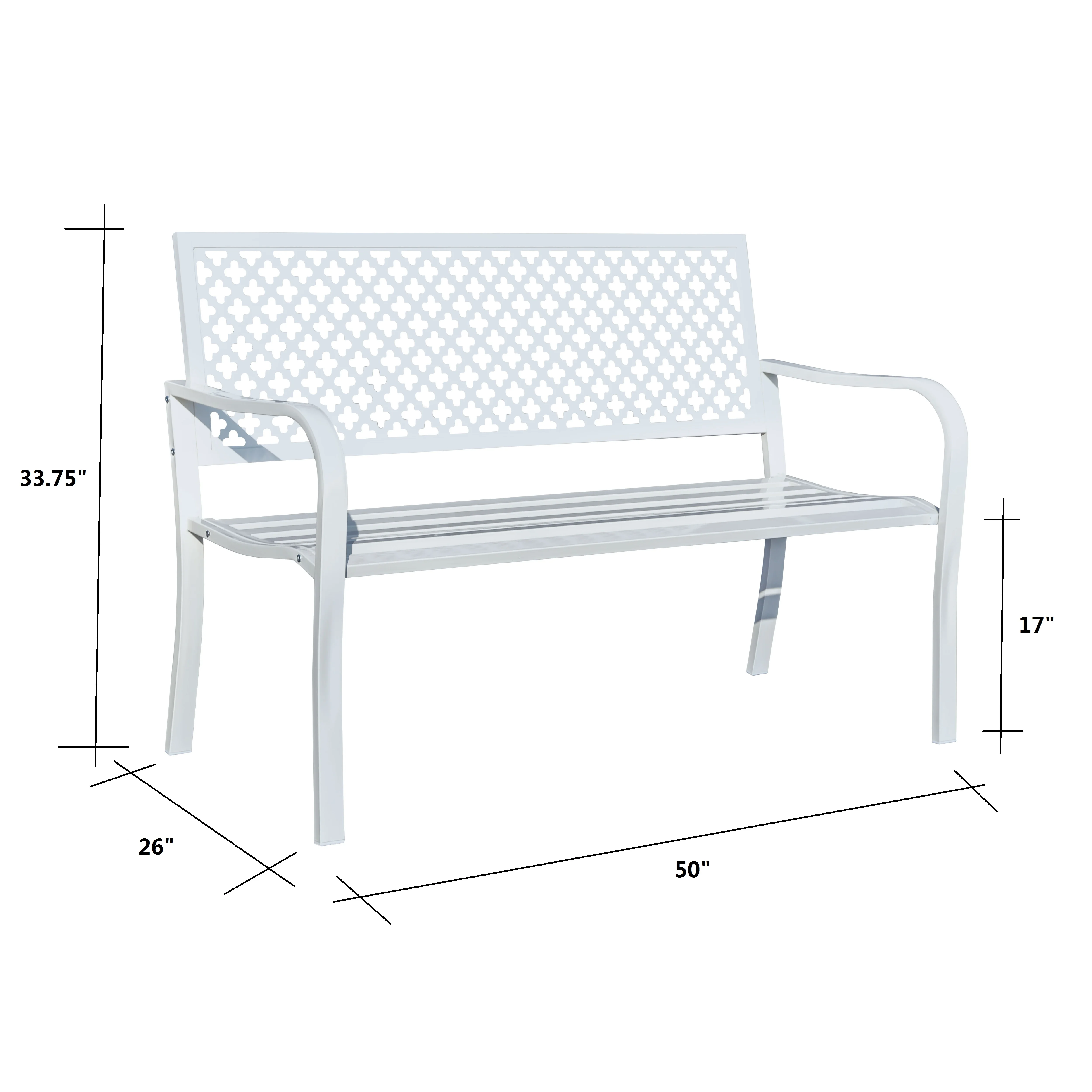 Winter Wonderland- White All-Steel Garden Bench for Relaxation