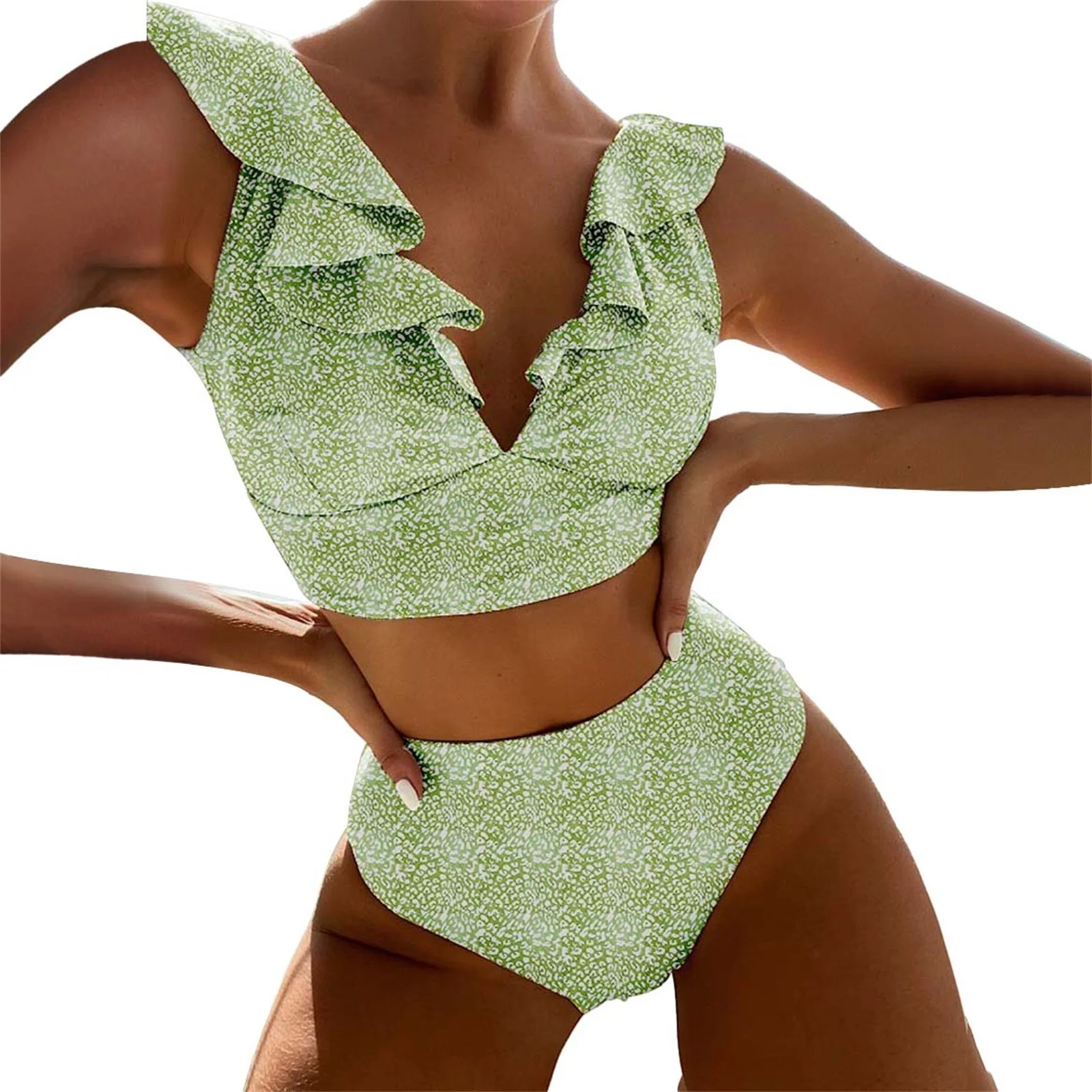 iHPH7 Women Swimsuits Two-piece Sets High Waisted Mix & Match V-Neck Separates Bathing Suits