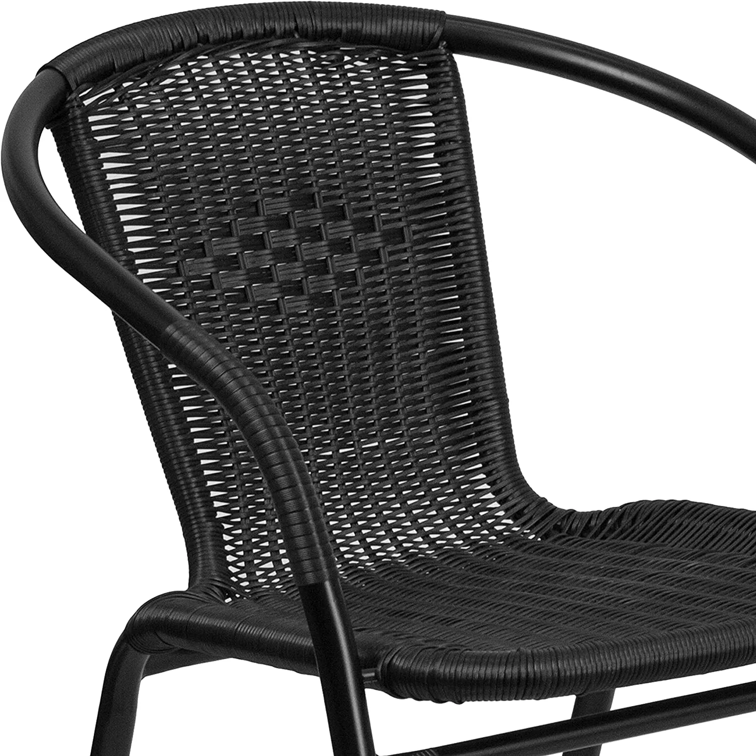 4 Pack Black Rattan Indoor-Outdoor Restaurant Stack Chair