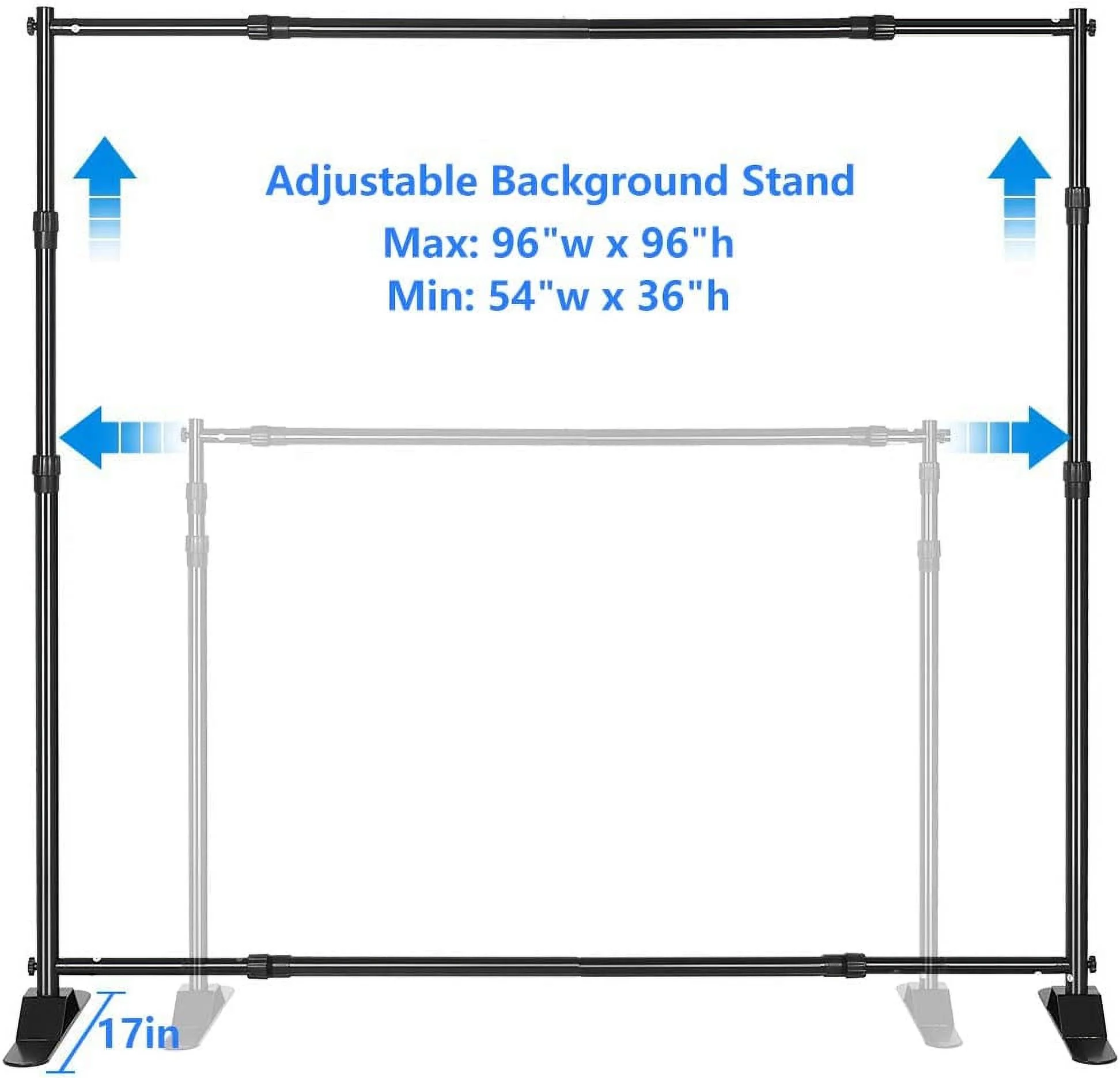 ShowMaven 8x8ft Backdrop Stand, Heavy Duty Banner Stand Adjustable Trade Show Display Stand Step and Repeat Stand for Parties and Photography (8 x 8ft)
