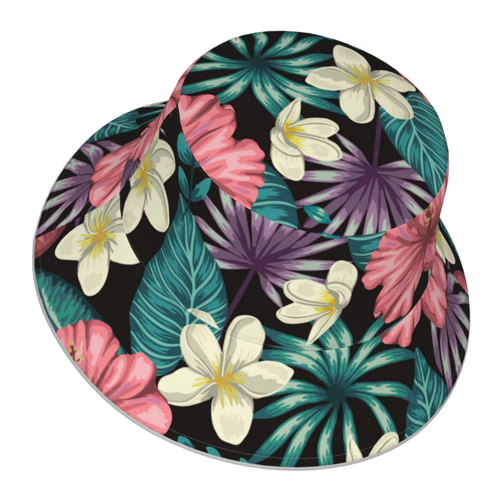 Bingfone Green Tropical Leaves Bucket Hat For Men Women,Packable Reversible Printed Sun Hats,Fisherman Outdoor Travel Hiking Beach Caps