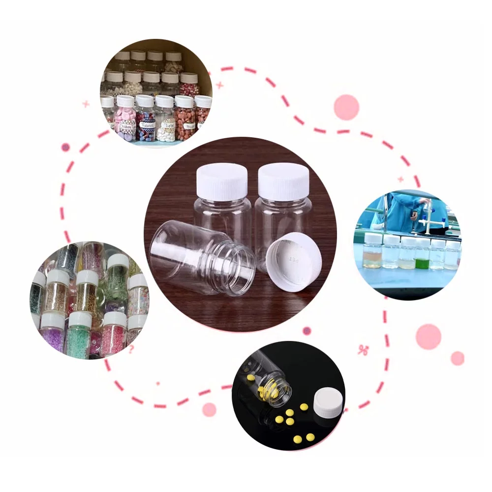 20Pcs Clear Pill Bottle Plastic Bottle Empty Reagent Bottle Chemical Containers with Caps for Liquid Solid Powder Medicine 15ML With Sticker