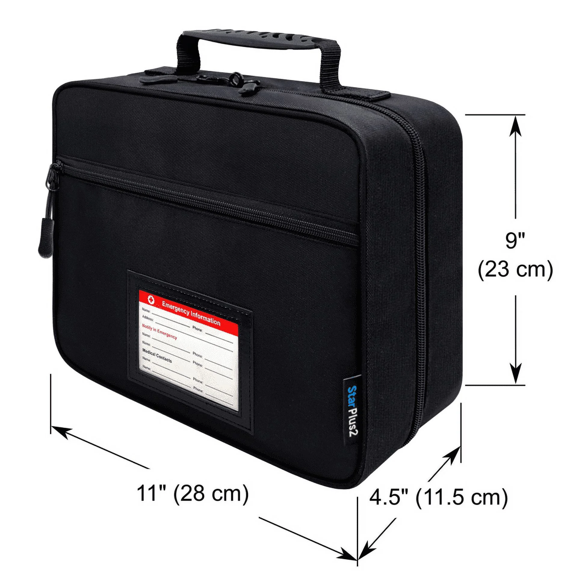 StarPlus2 Large Select Pill Bottle Organizer, Medicine Bag - Black