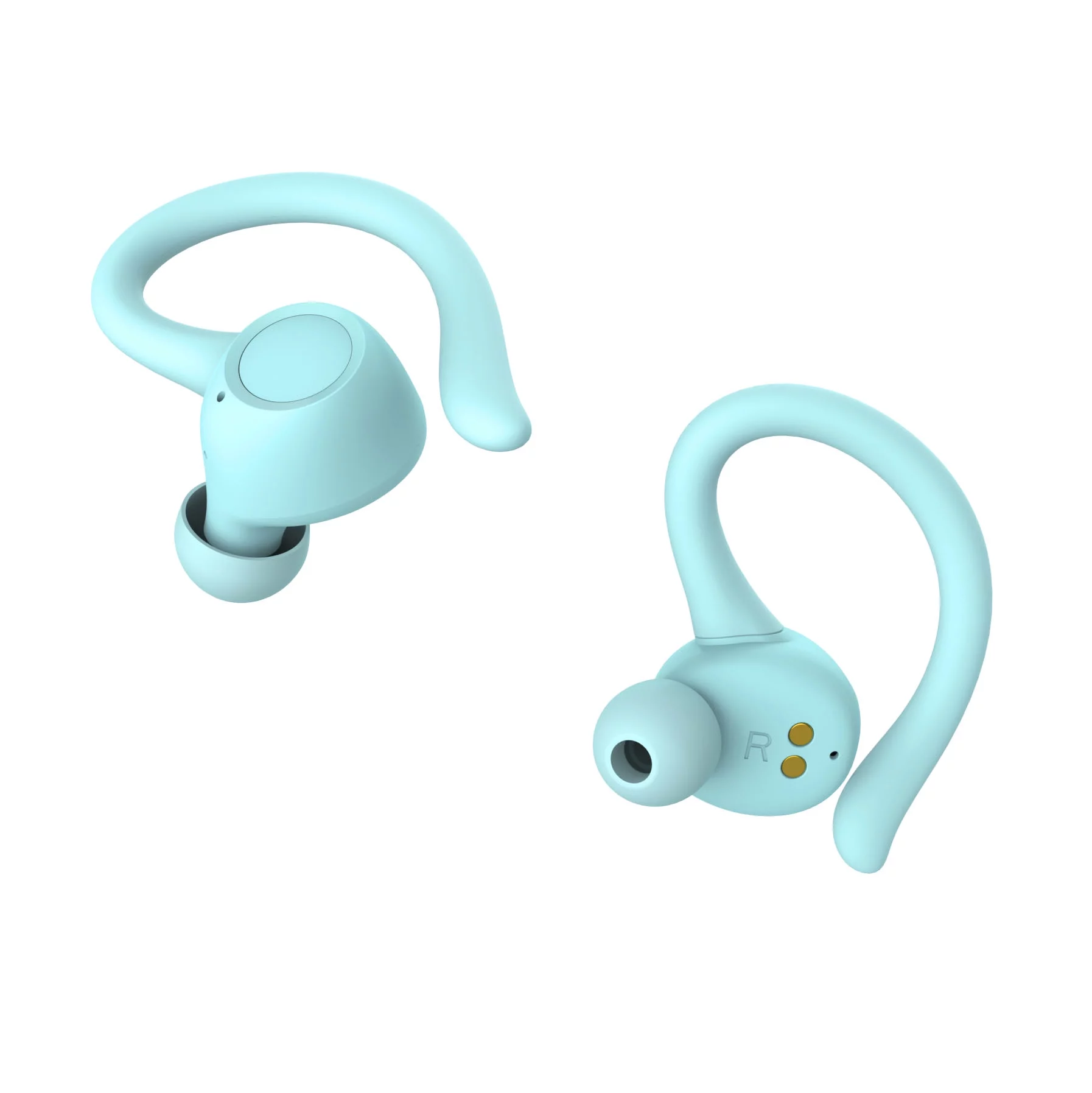 onn. Bluetooth True Wireless Earbuds with Earhook for Sport, Aqua