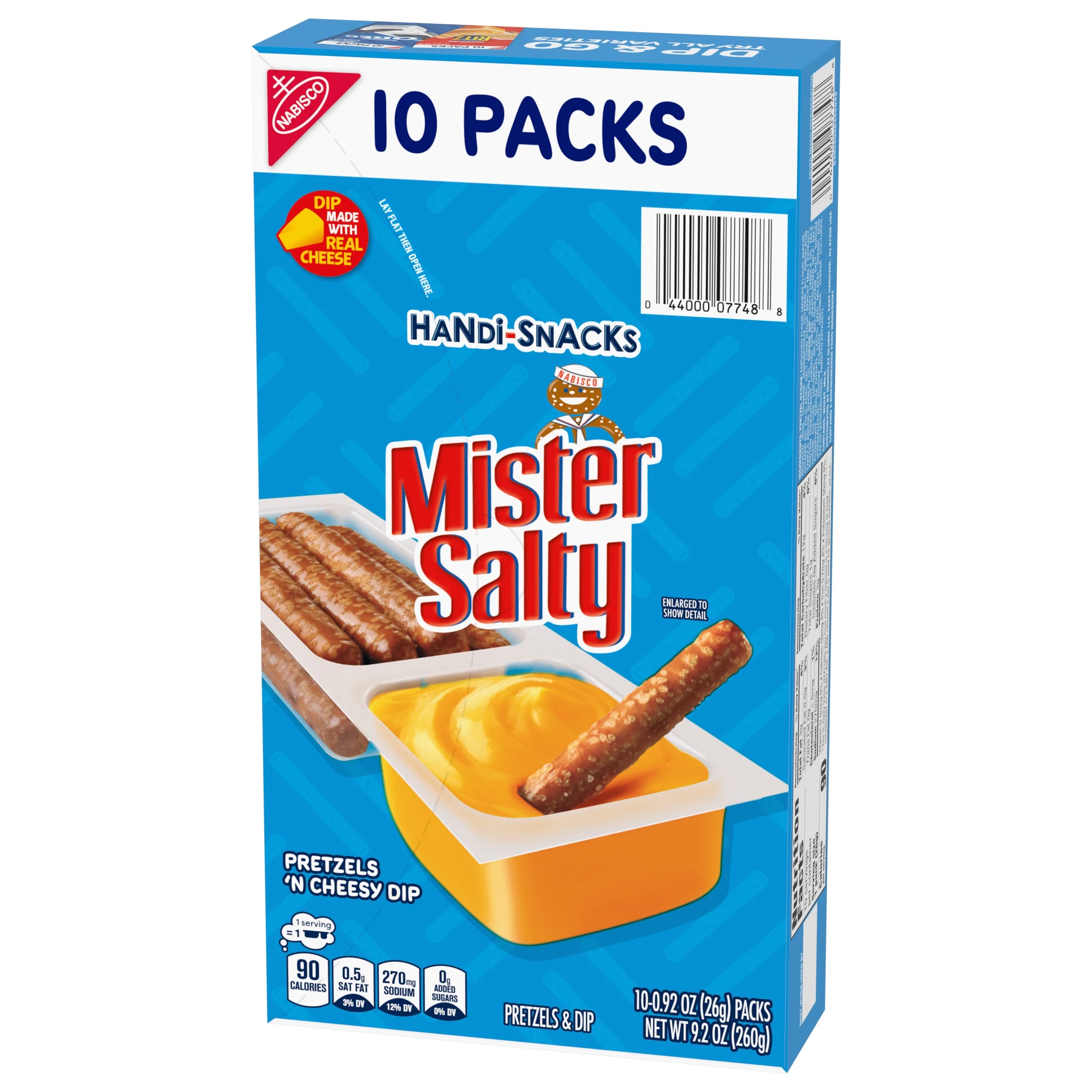 Handi-Snacks Mister Salty Pretzels 'N Cheesy Dip Snack Packs, 10 Snack Packs