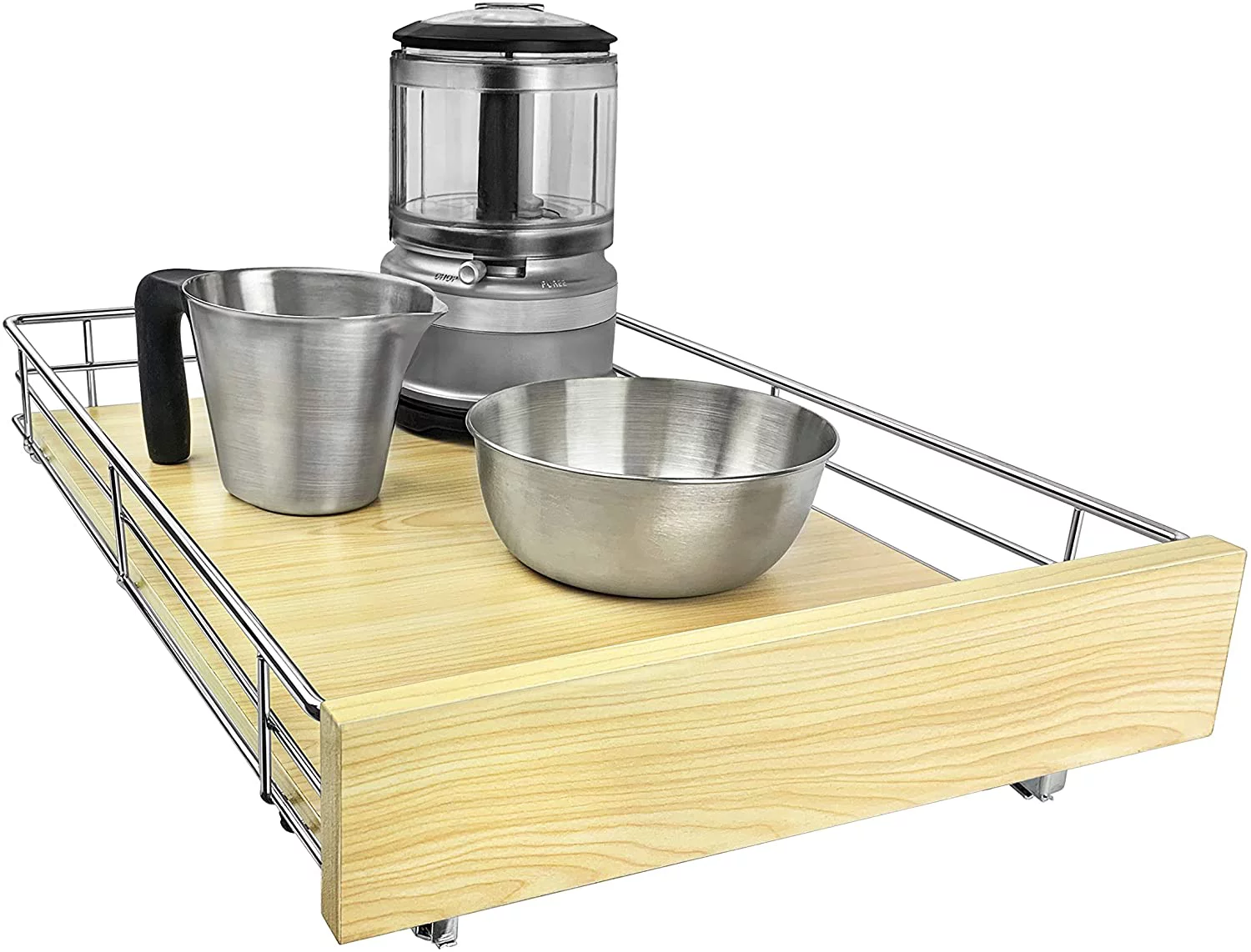 LYNK PROFESSIONAL® Pull Out Cabinet Organizer - Slide Out Pantry Shelves - Sliding Storage for Inside Kitchen Cabinet or Under Sink - Roll Out Drawer for Pots  Pans - 14" Wide x 21&#