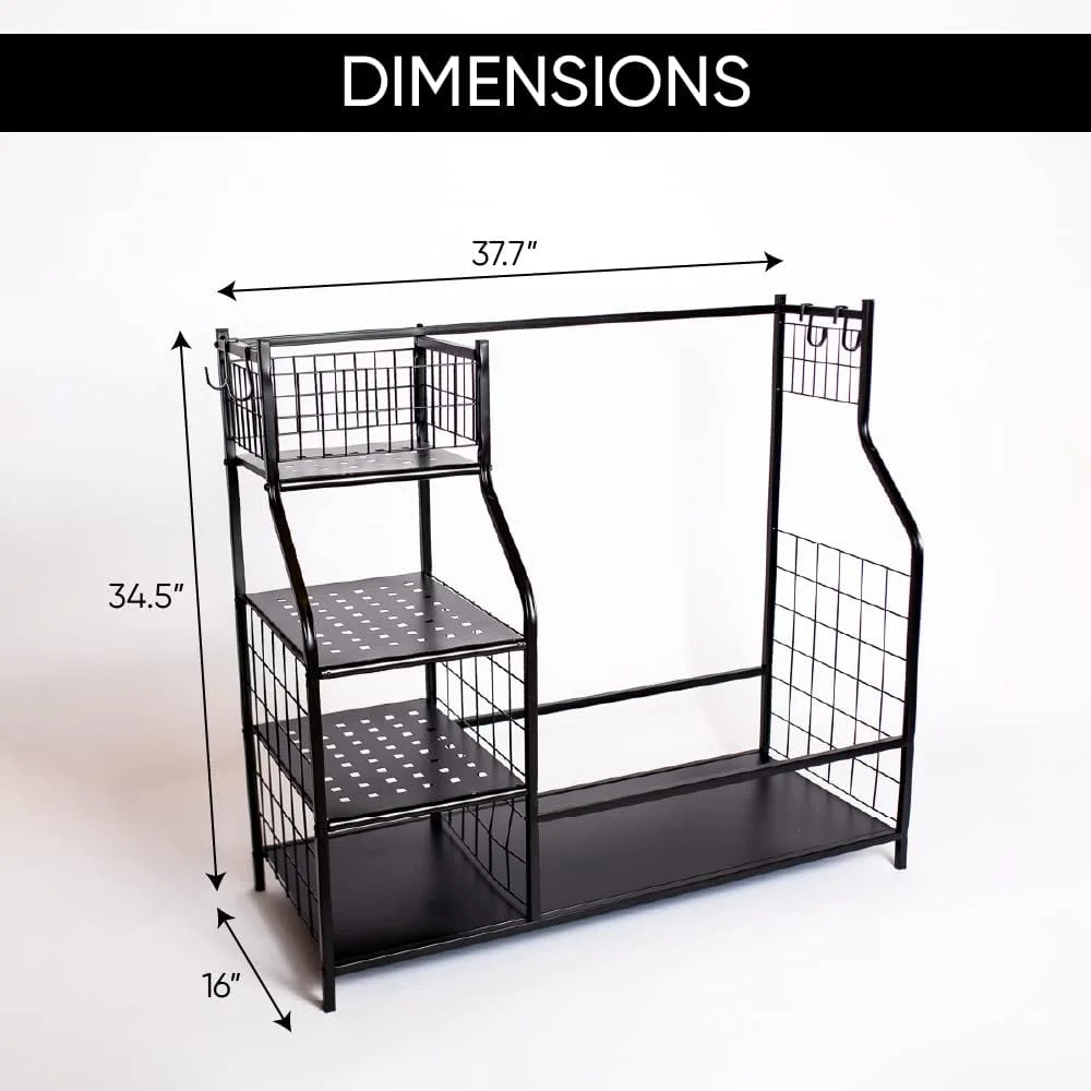 Golf Bag Storage Rack for Garage, Golf  Rack Fits 2 Bags and Golf Accessories, Extra Large Size Golf Organizer and Storage Stand for Garage, Shed, and Basement