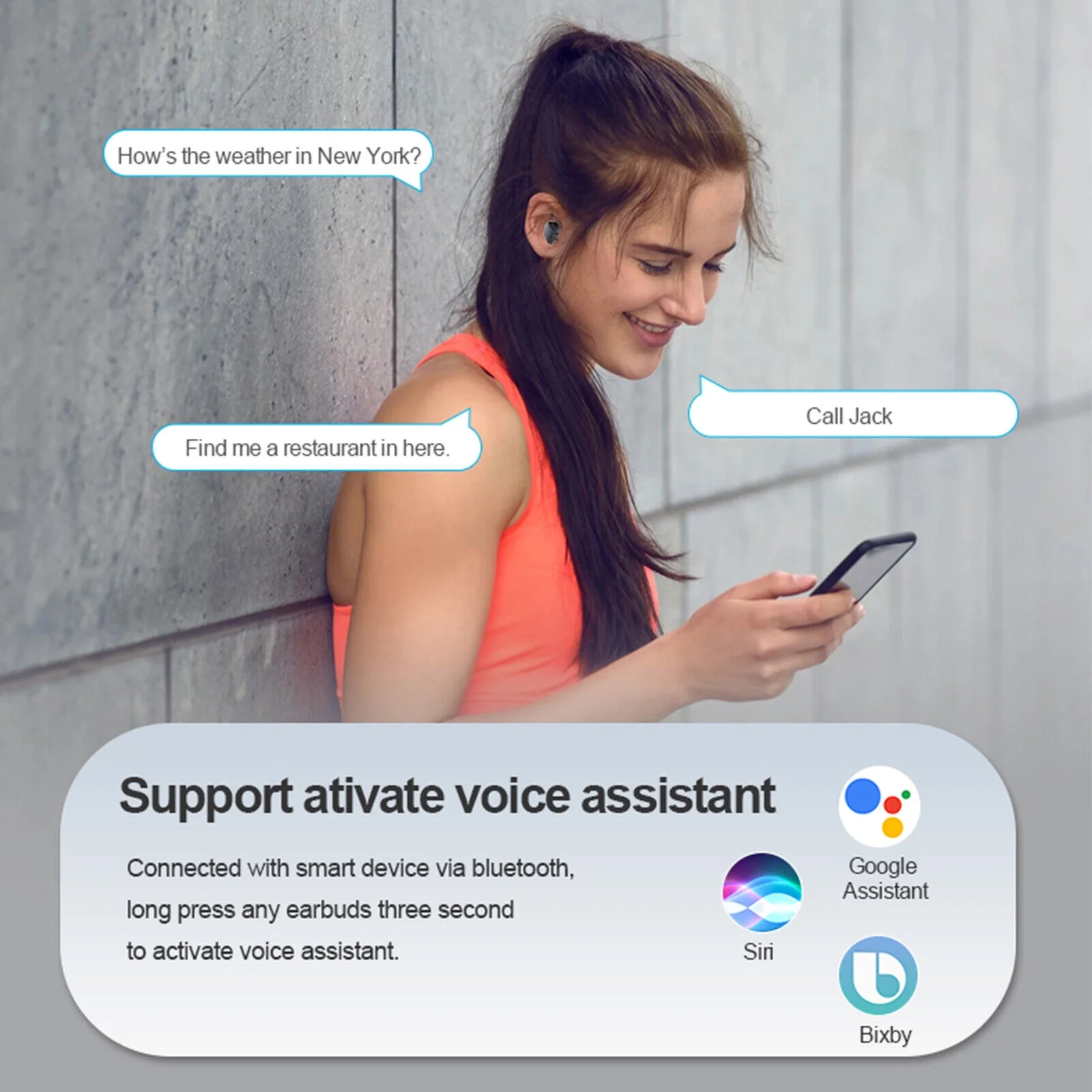 Bluetooth 5.0 Earbuds for iPhone Samsung Android Wireless Earphones Waterproof