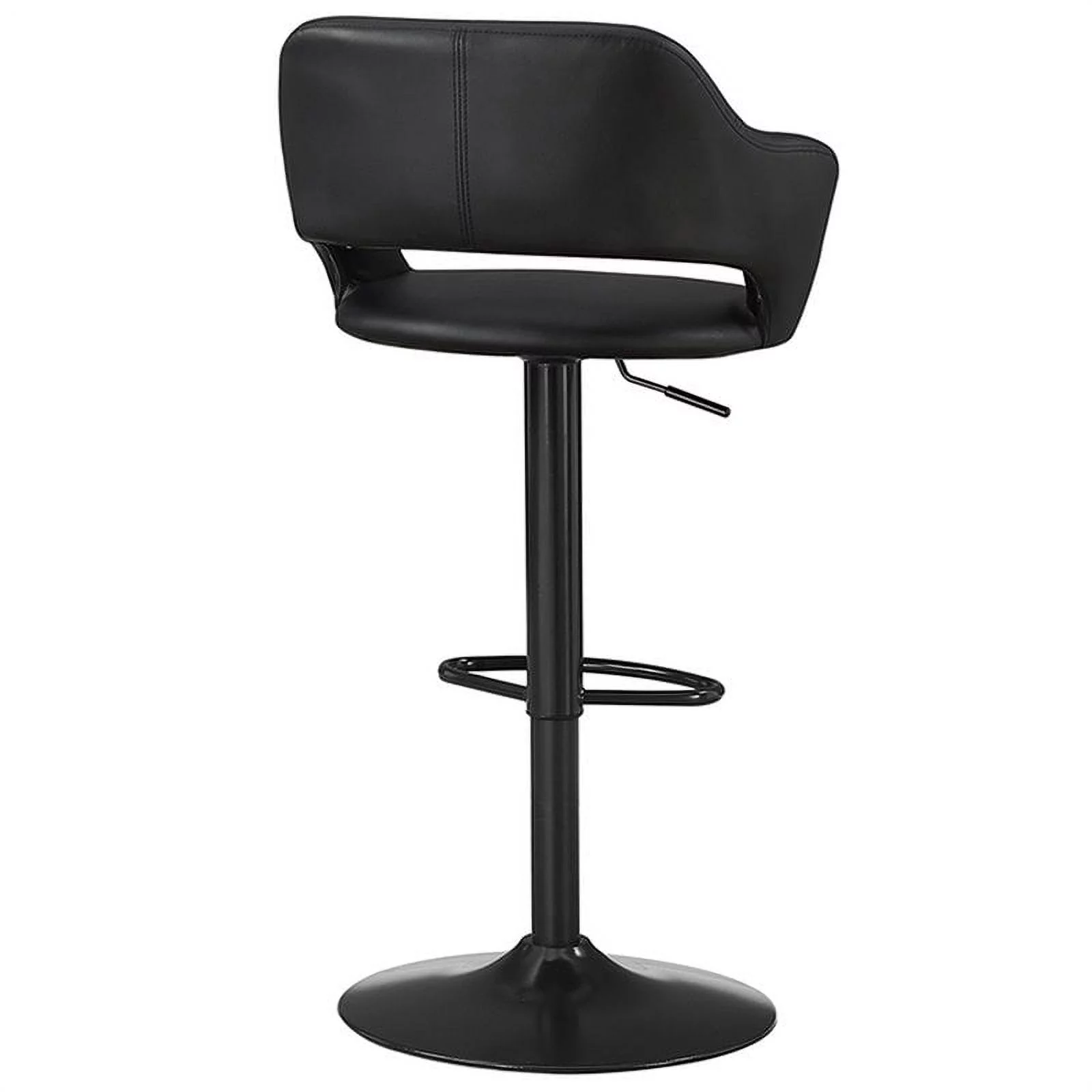 Home Square 3 Piece Adjustable Swivel Faux Leather Barstool Set in Black