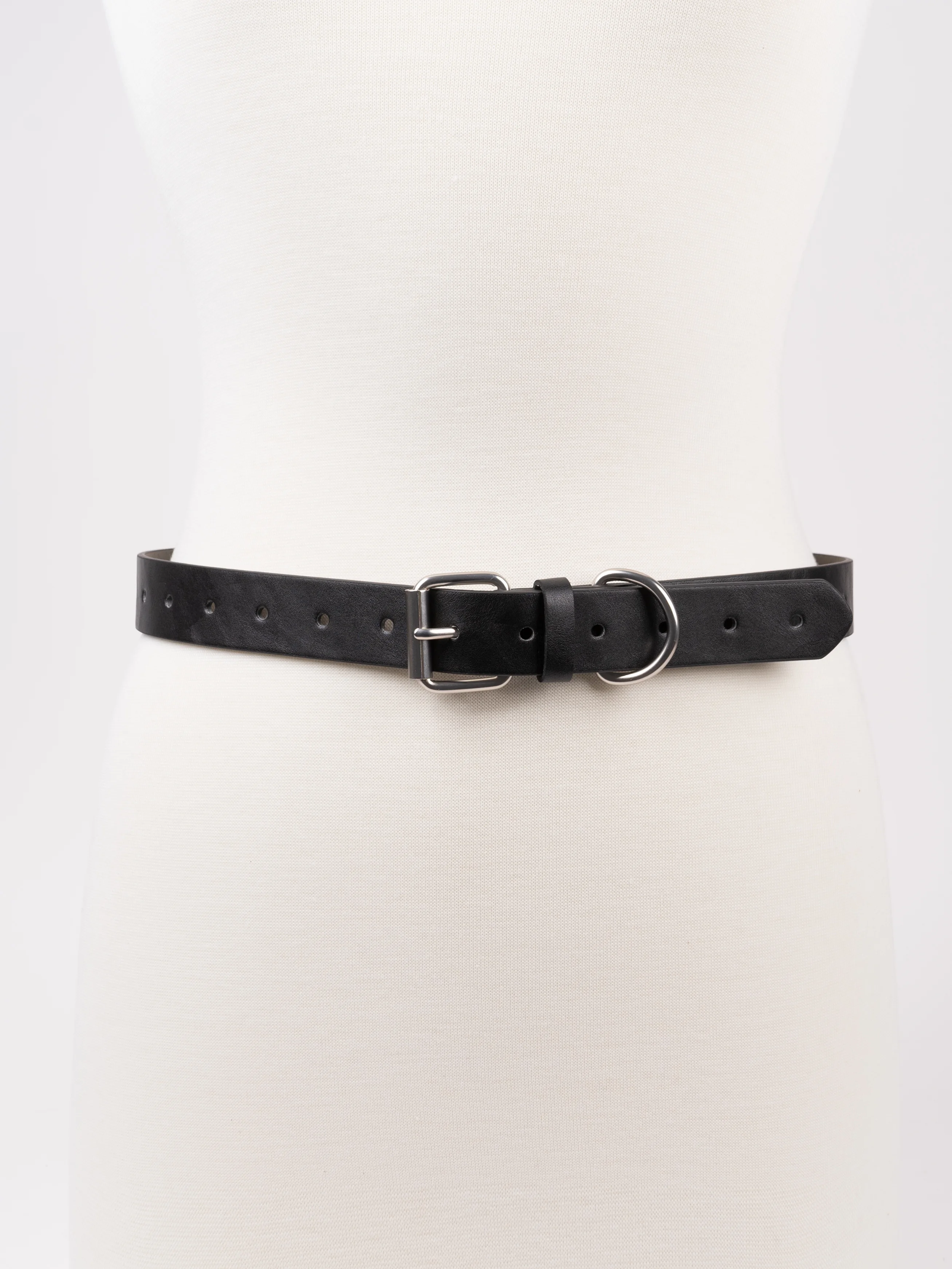 Time and Tru Women's Roller Buckle Faux Leather Belt, Black