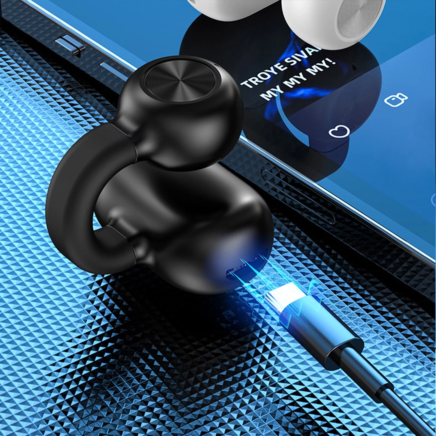 Dpisuuk Wireless Bluetooth Headphone, Wireless Earclip Earphones, Single Open Ear Clip Headphone Bluetooth Earbuds for Walking Sport Business (Single) (Black)