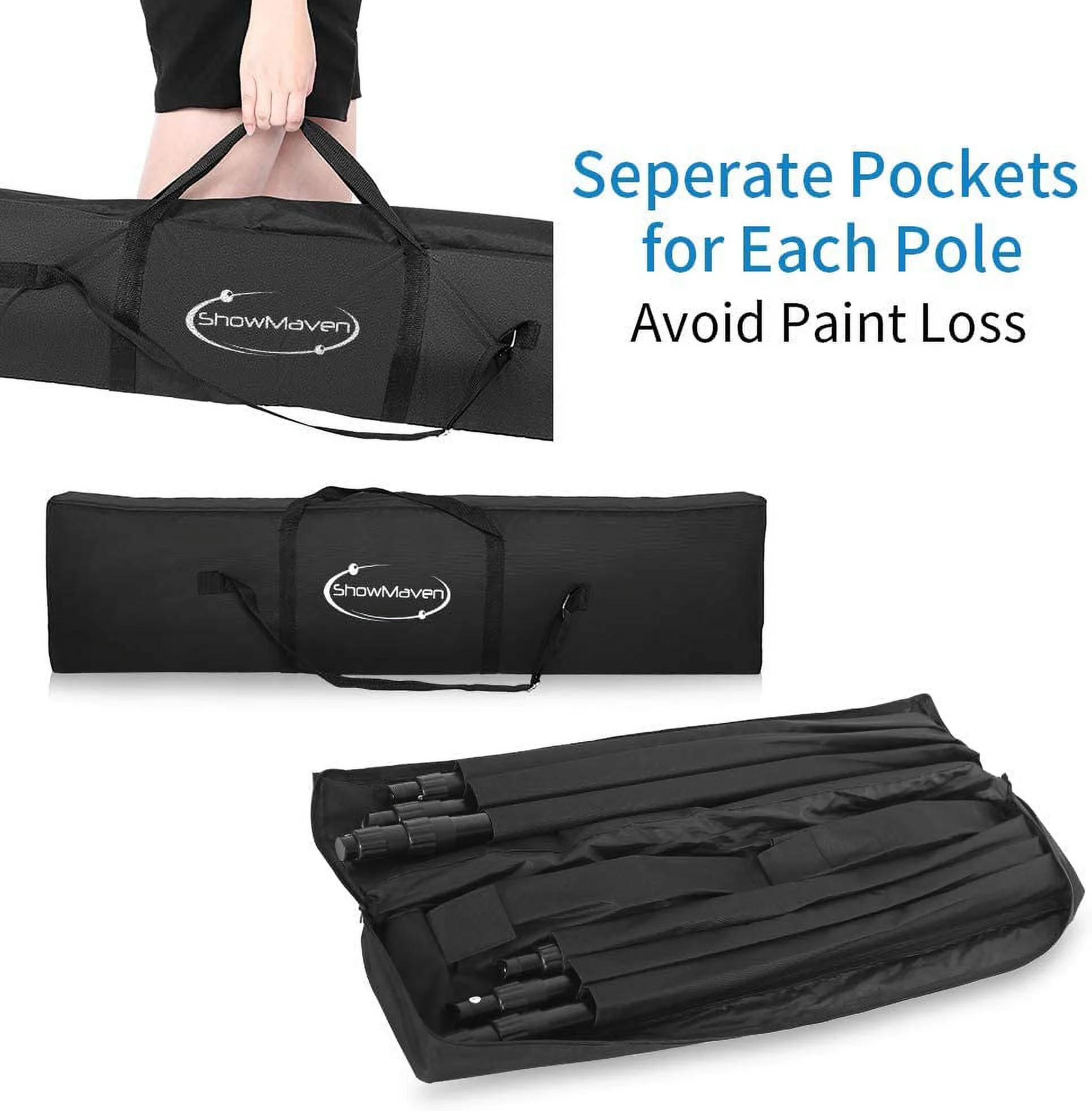 ShowMaven 8x8ft Backdrop Stand, Heavy Duty Banner Stand Adjustable Trade Show Display Stand Step and Repeat Stand for Parties and Photography (8 x 8ft)